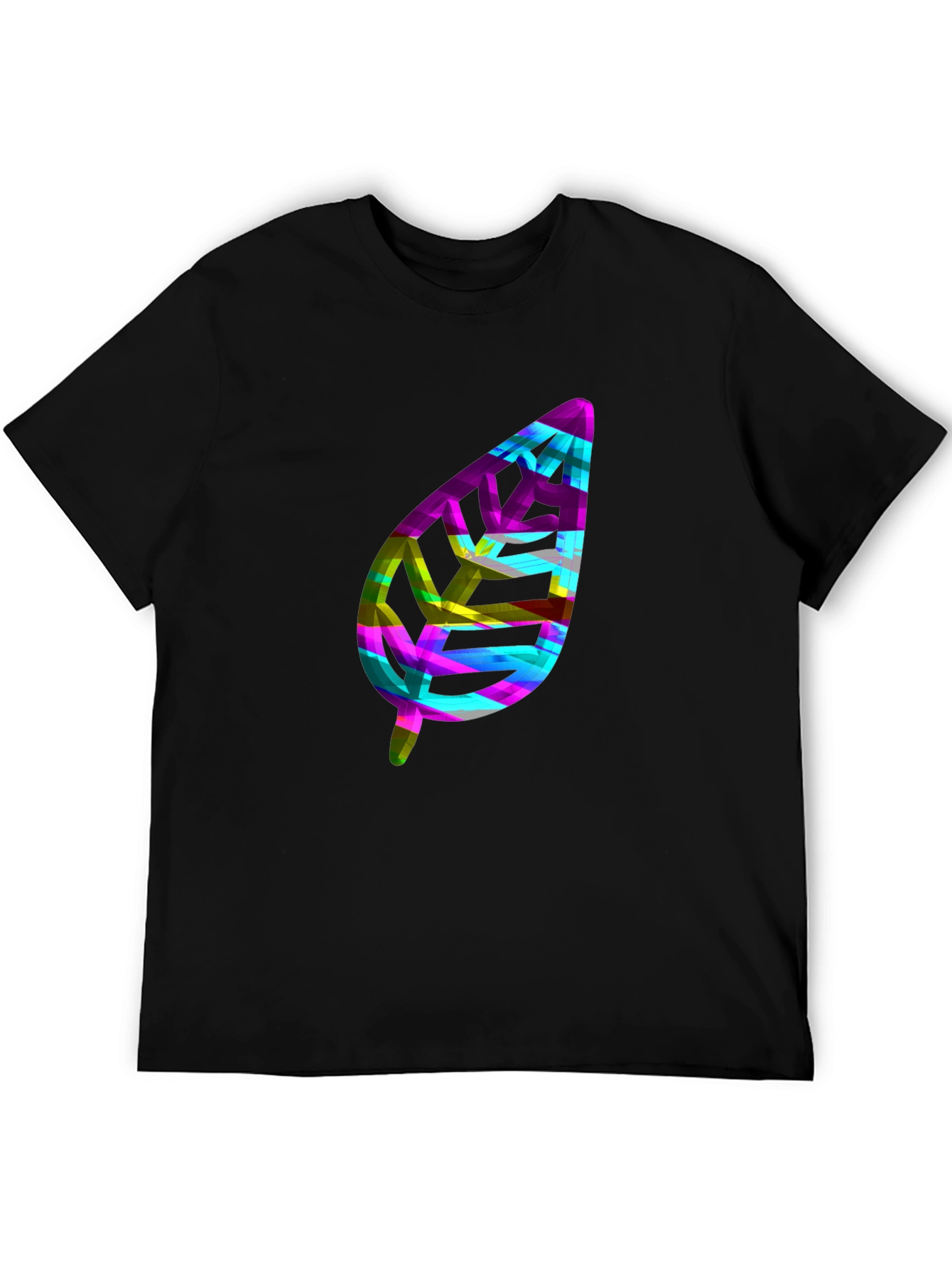Abstract Leaf Graphic Black T-Shirt