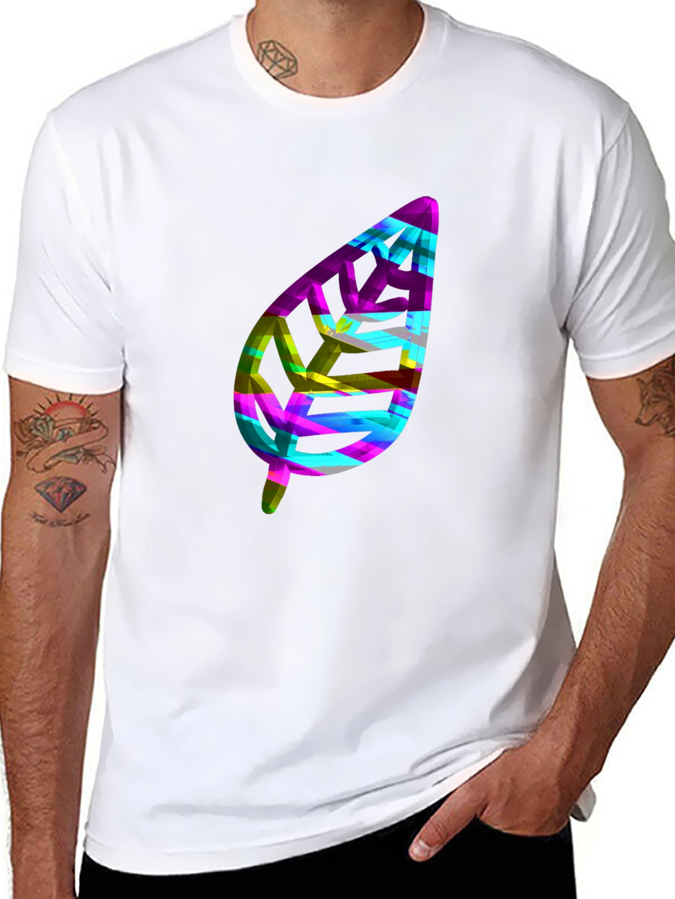 Abstract Leaf Graphic Black T-Shirt