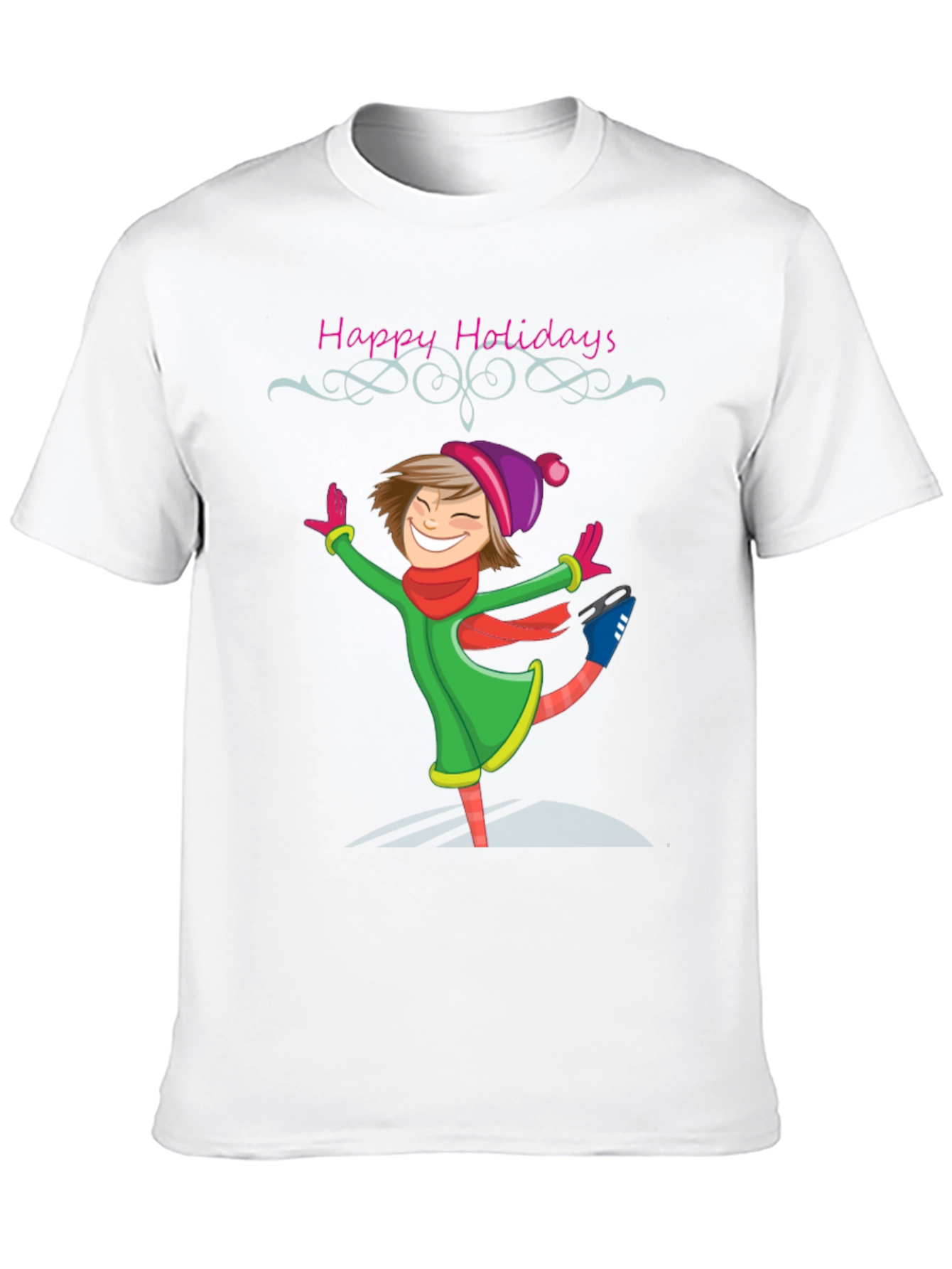 Happy Holidays Ice Skater Graphic Tee