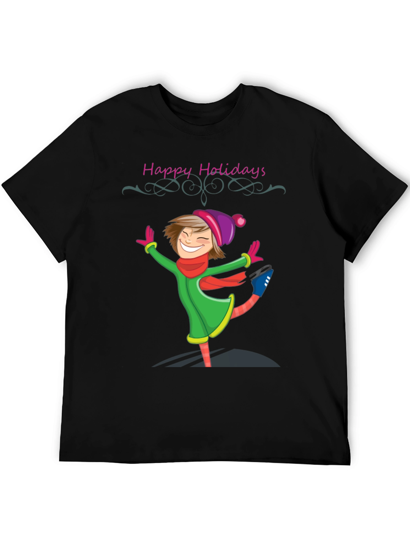 Happy Holidays Ice Skater Graphic Tee