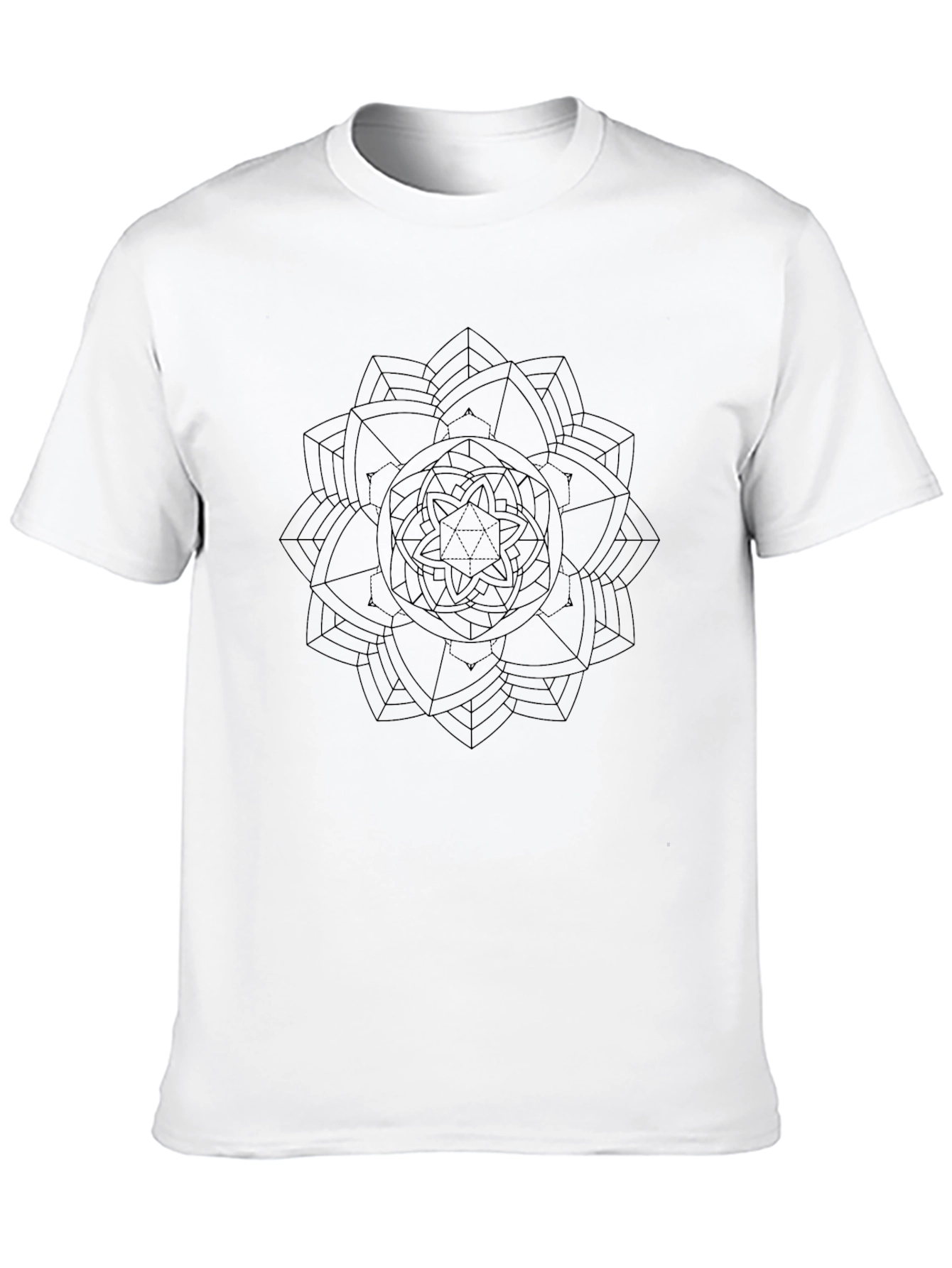 Geometric Mandala Print Black T-Shirt