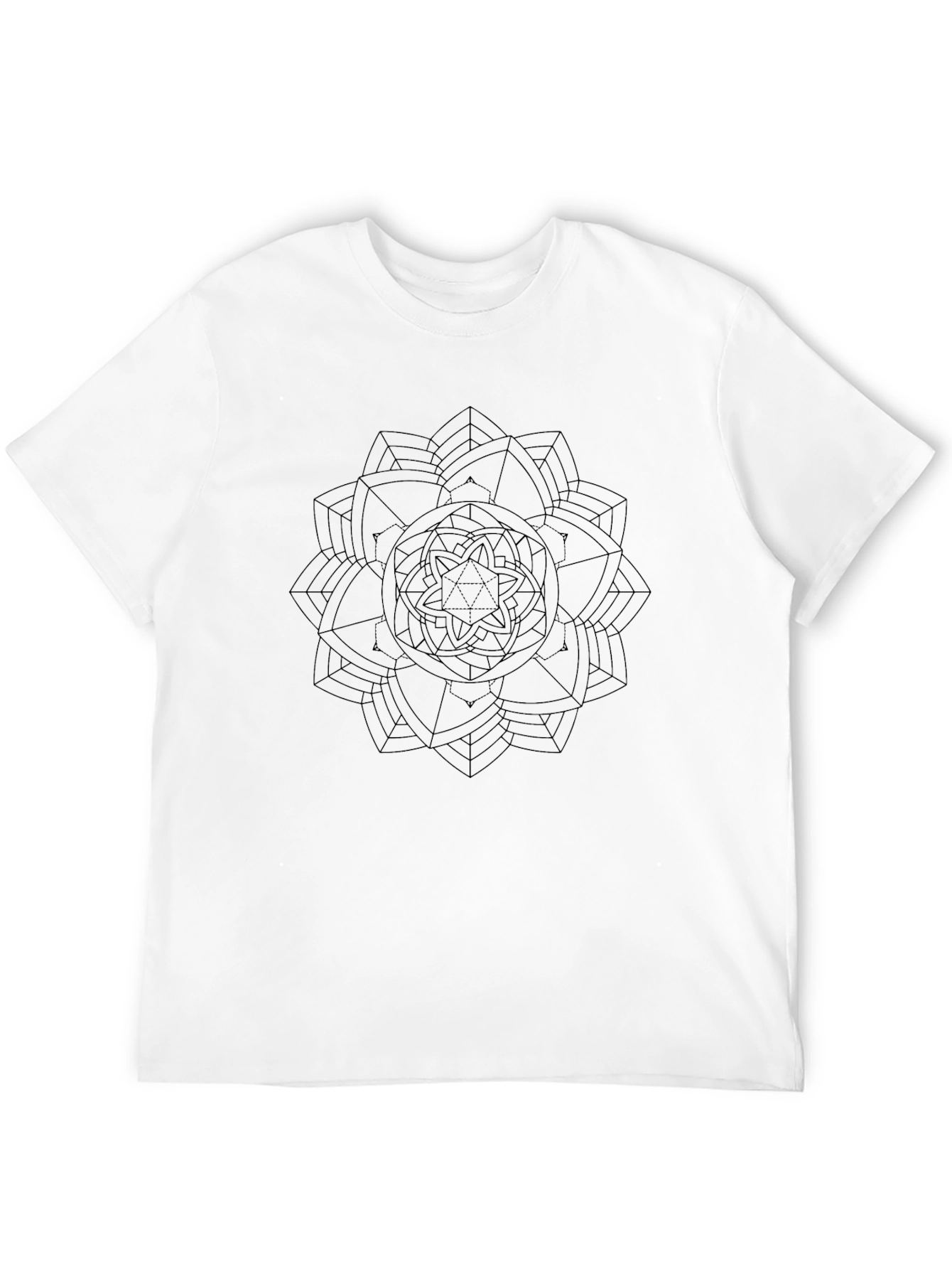 Geometric Mandala Print Black T-Shirt