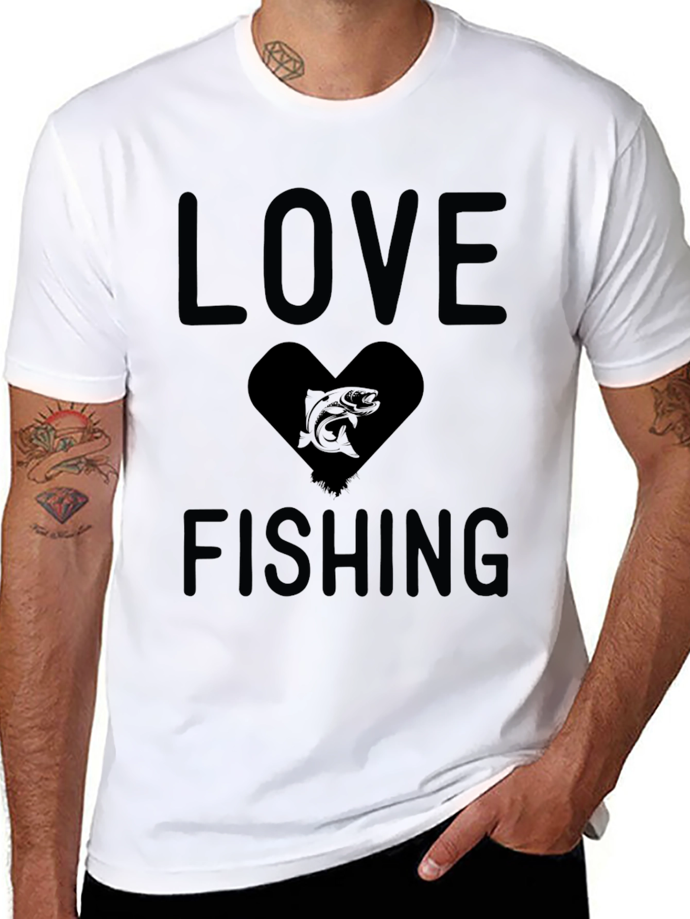 Love Fishing Black Graphic T-Shirt