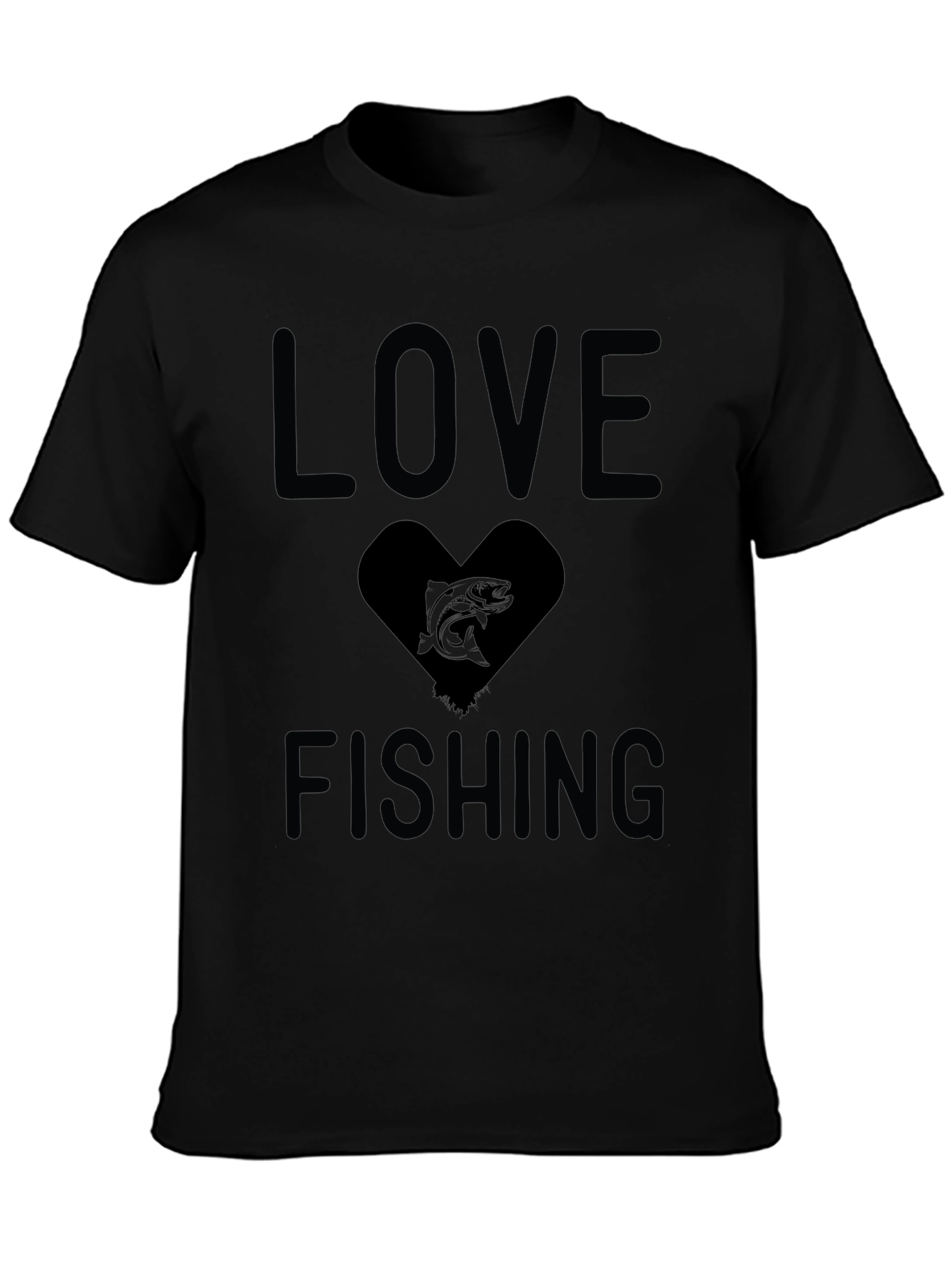 Love Fishing Black Graphic T-Shirt
