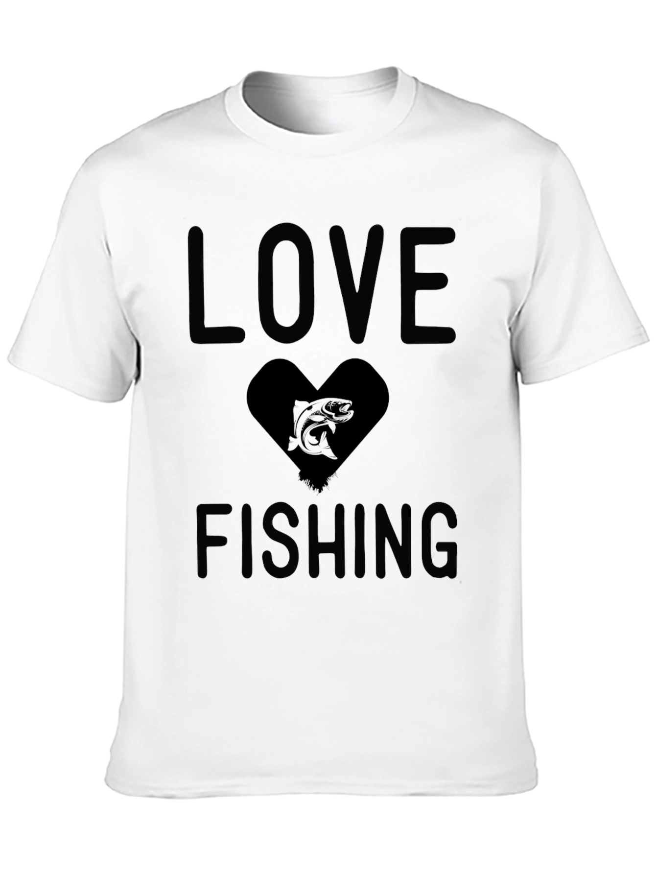 Love Fishing Black Graphic T-Shirt