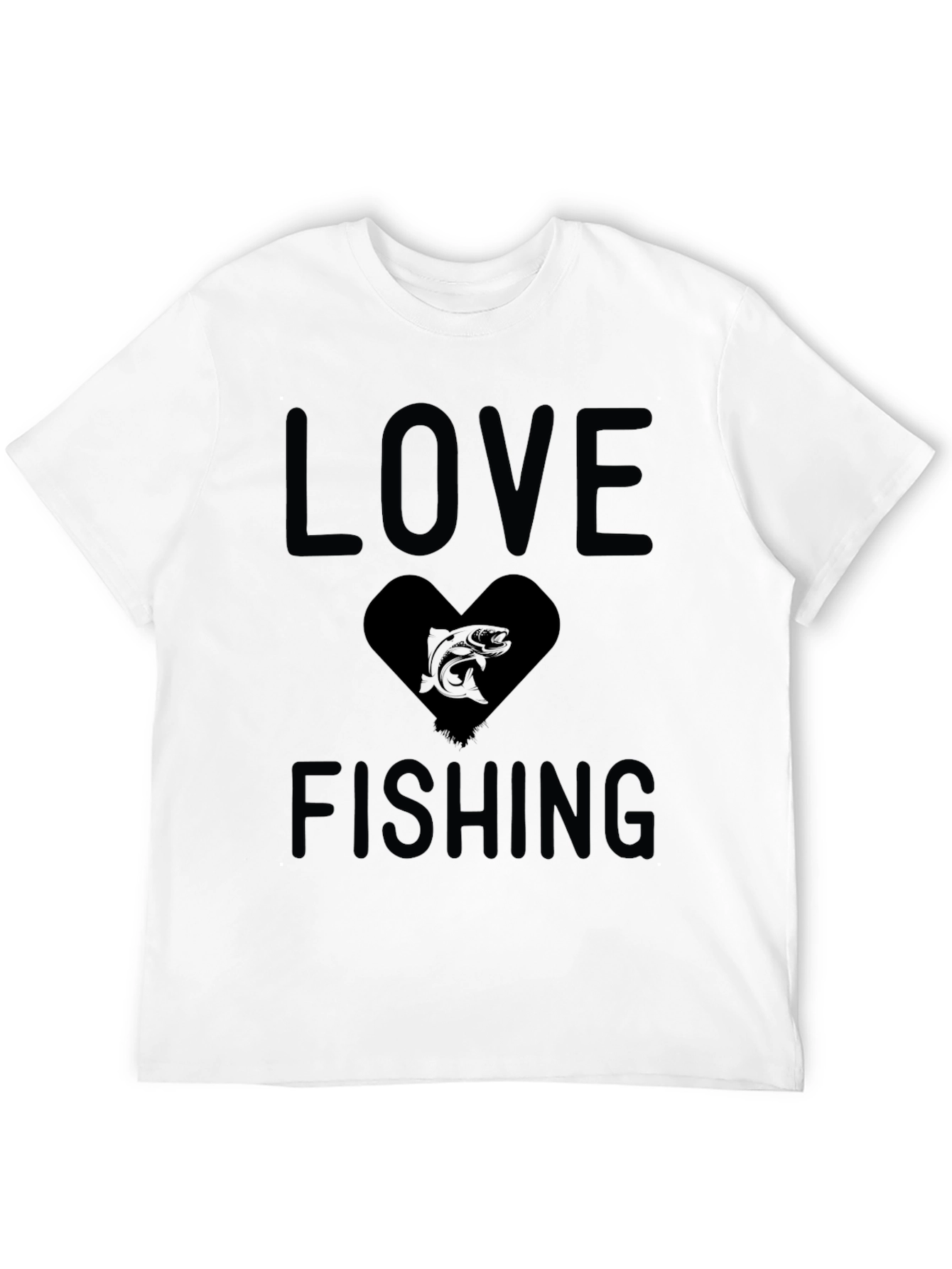 Love Fishing Black Graphic T-Shirt
