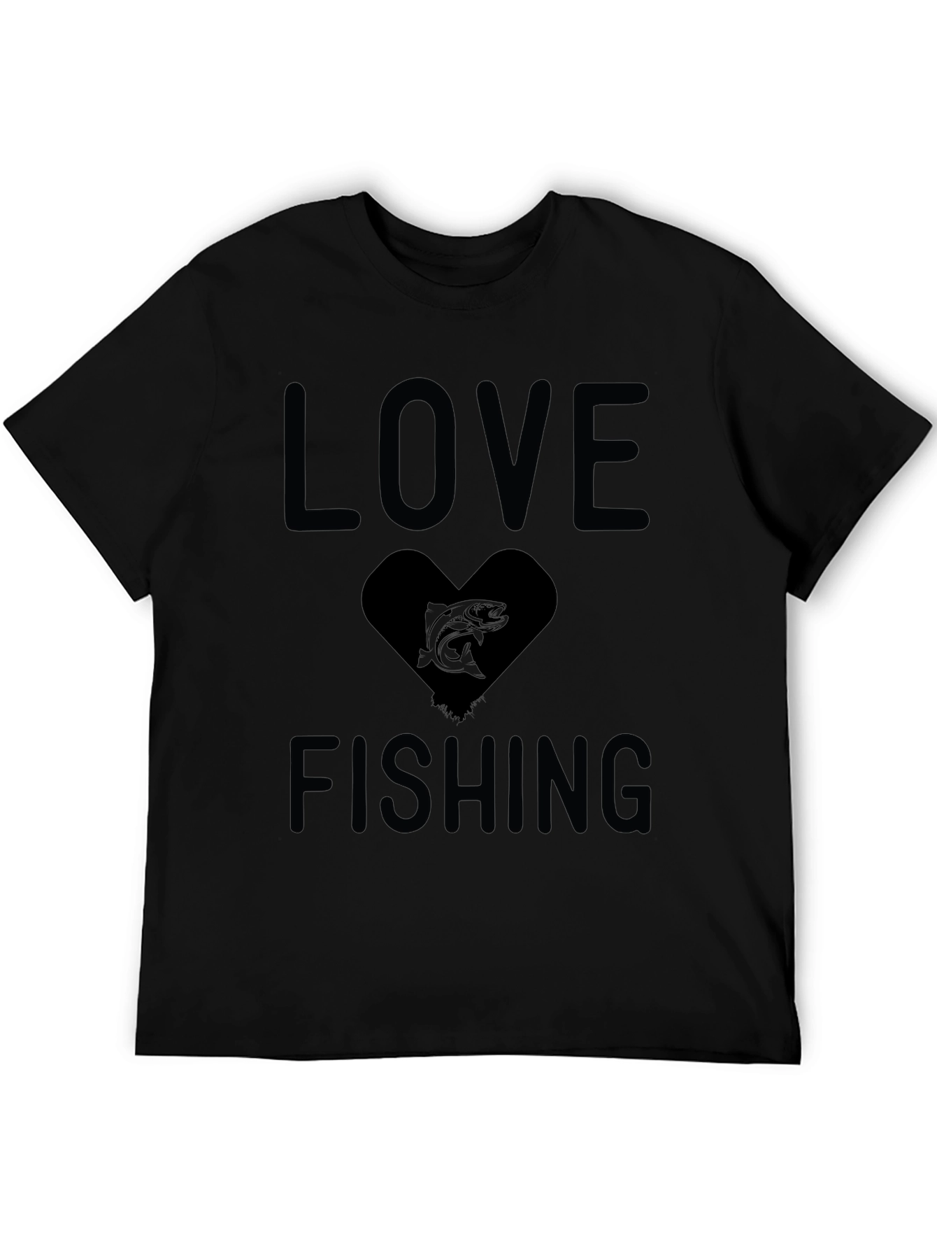 Love Fishing Black Graphic T-Shirt