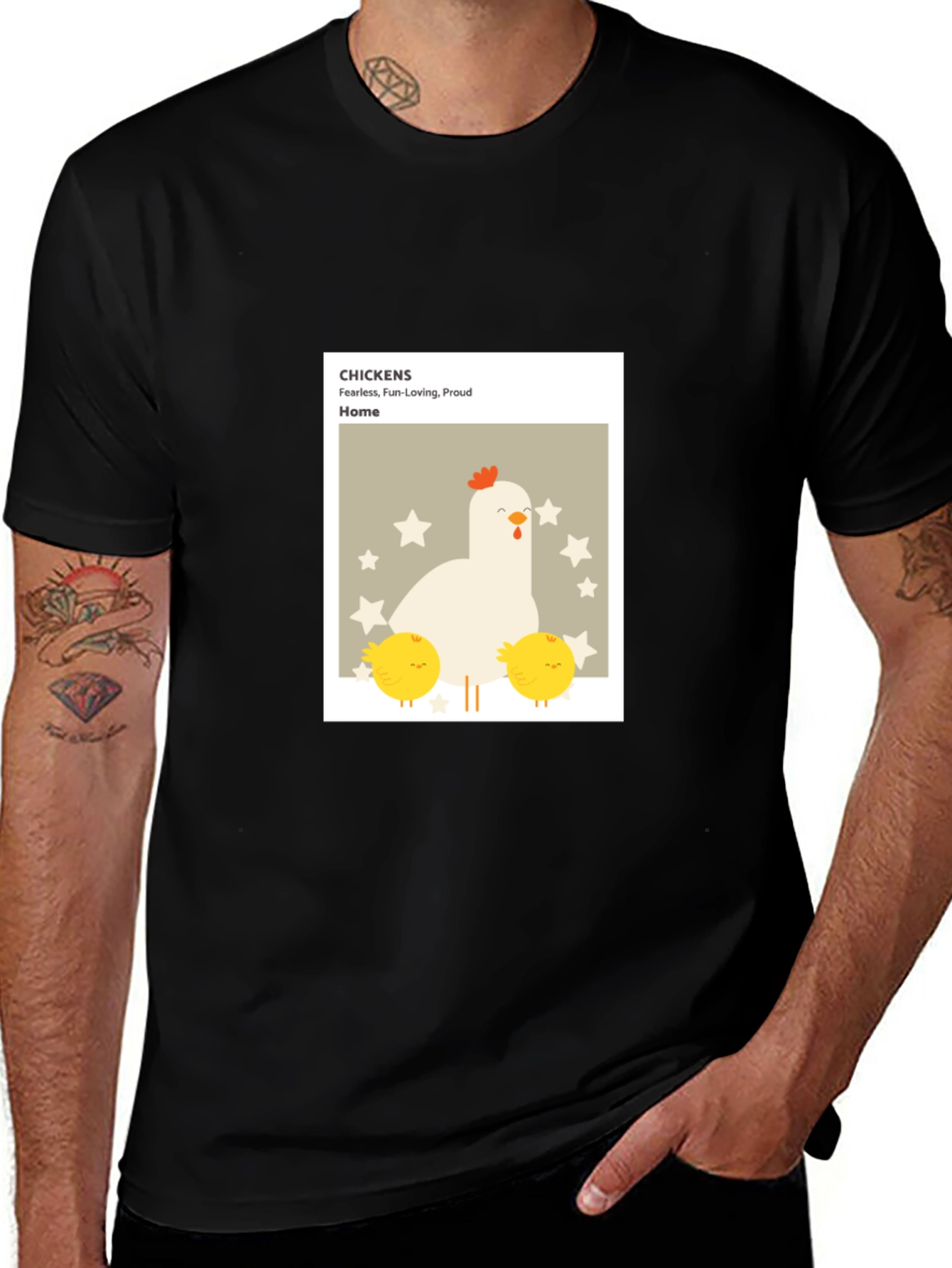 Chicken Family Graphic Tee - Black