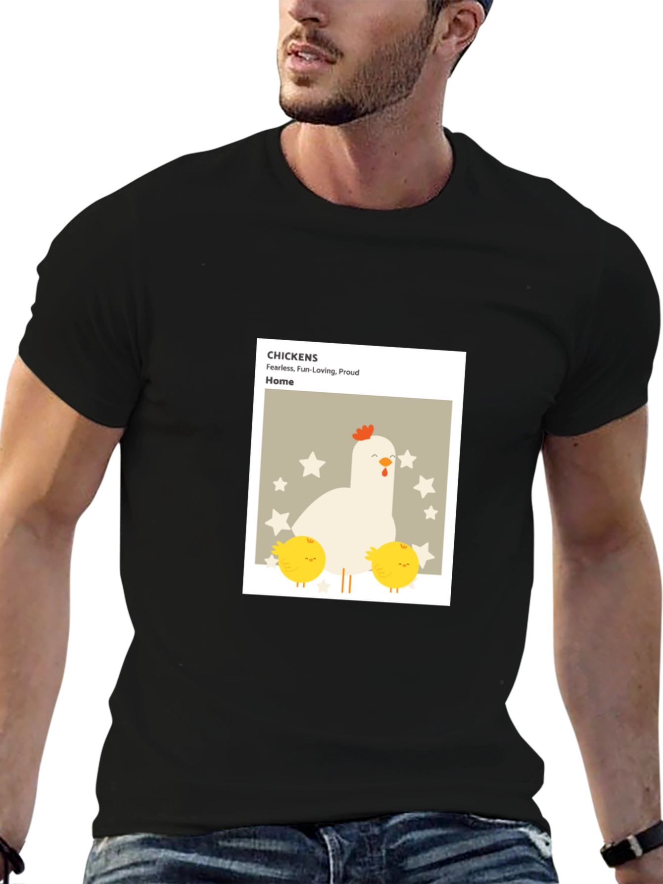Chicken Family Graphic Tee - Black