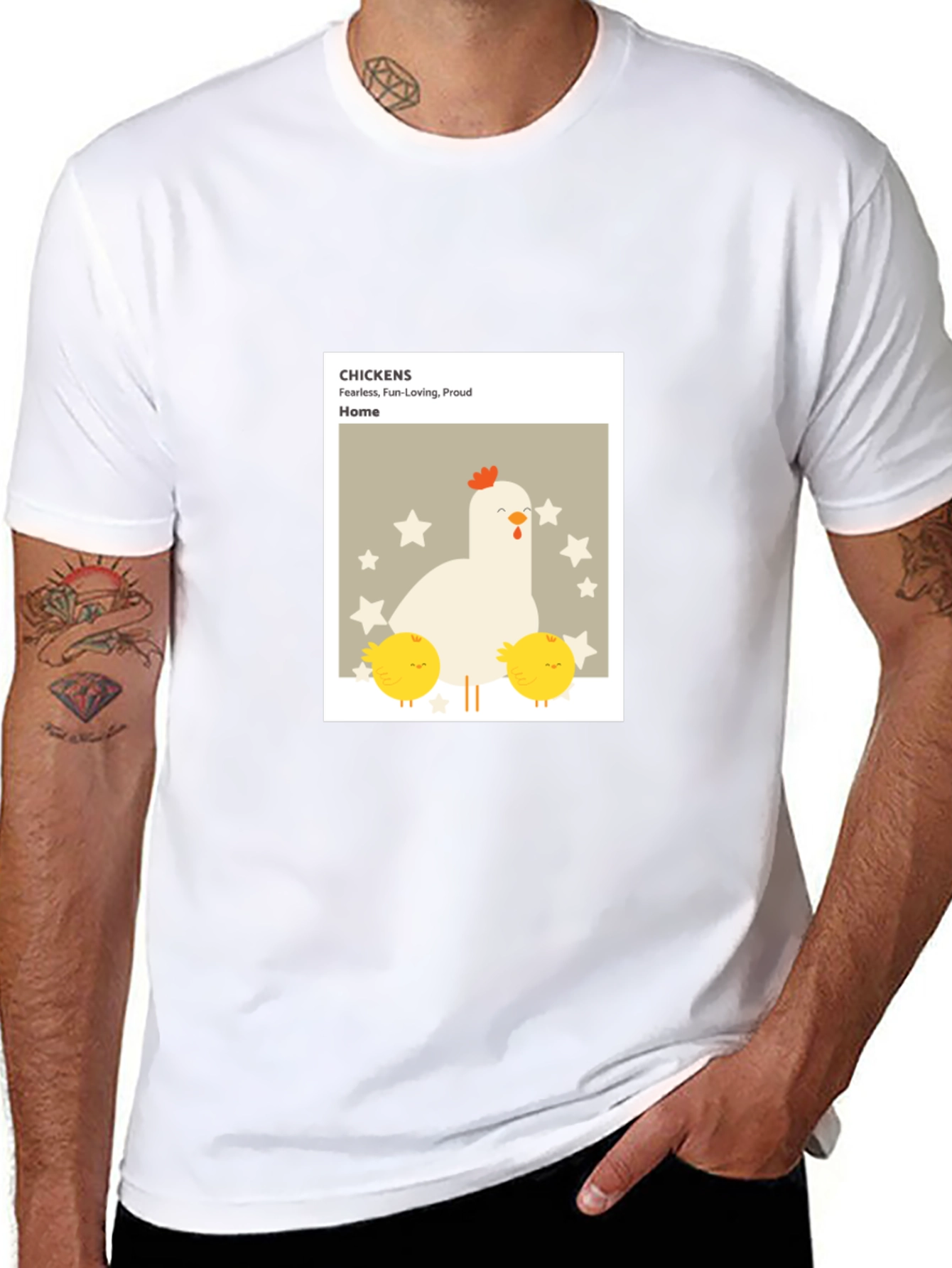 Chicken Family Graphic Tee - Black