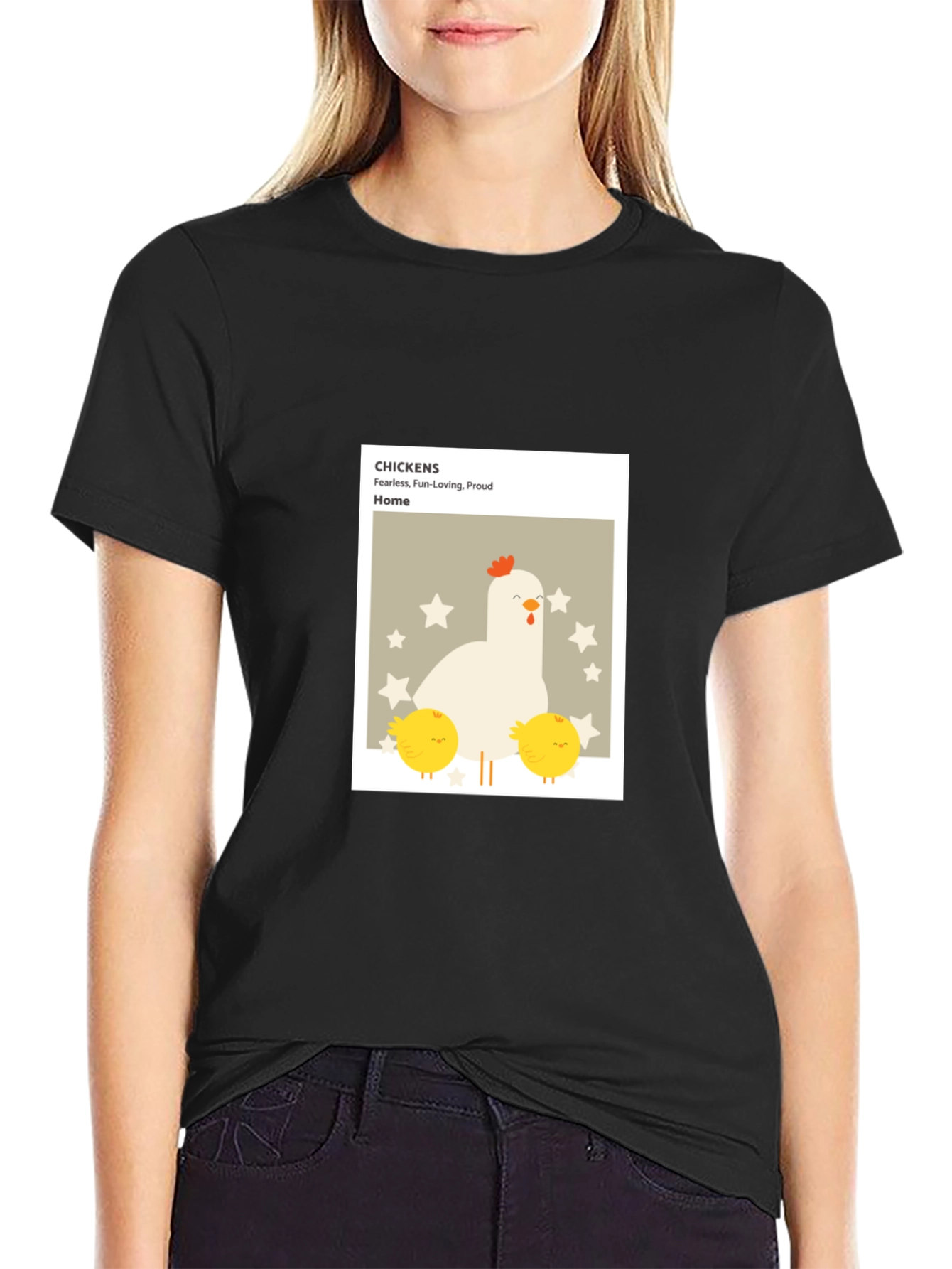 Chicken Family Graphic Tee - Black