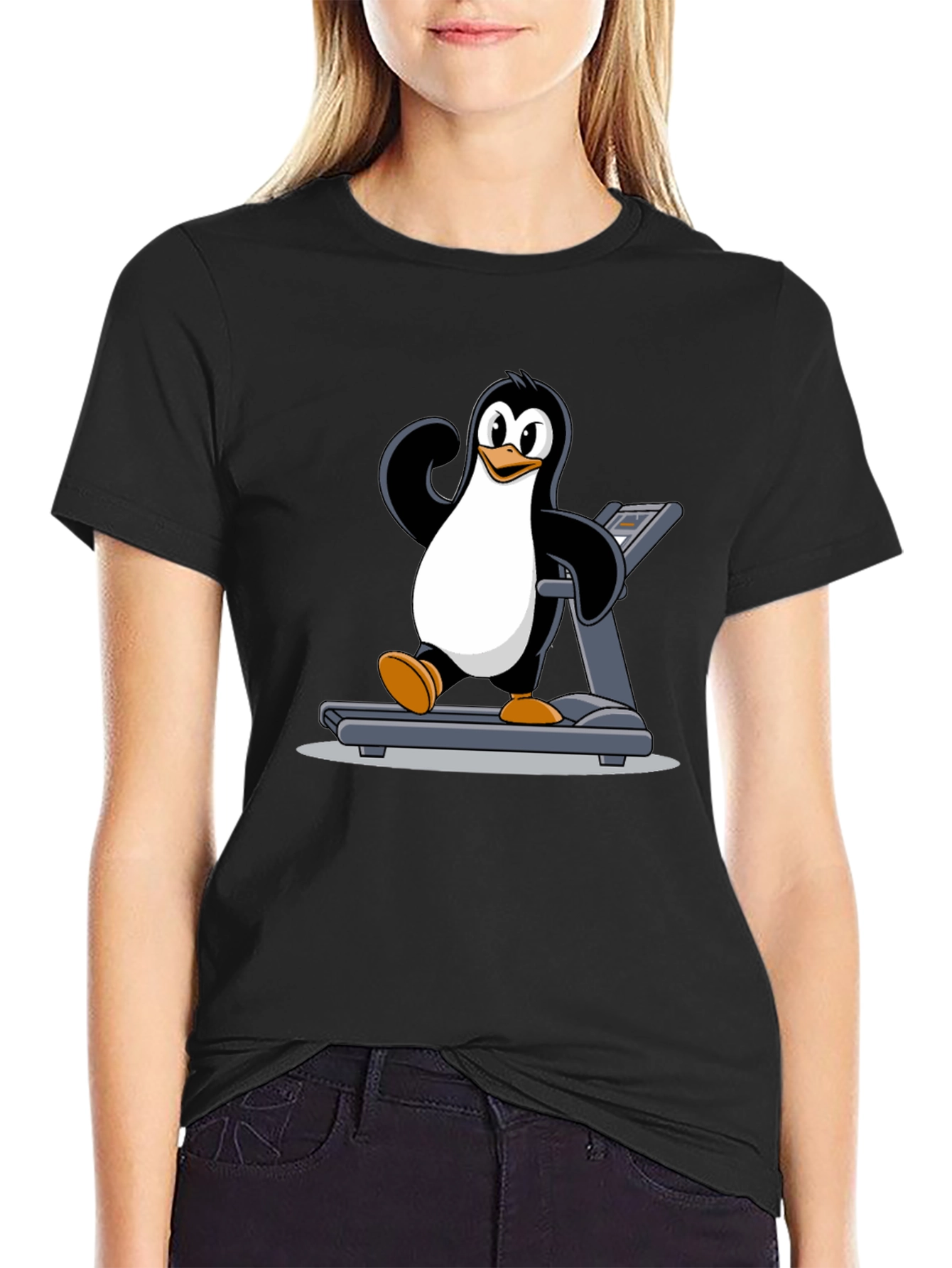 Penguin Treadmill T-Shirt: Workout Fun!