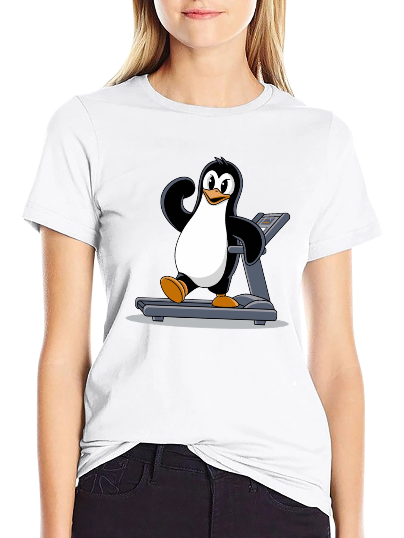 Penguin Treadmill T-Shirt: Workout Fun!