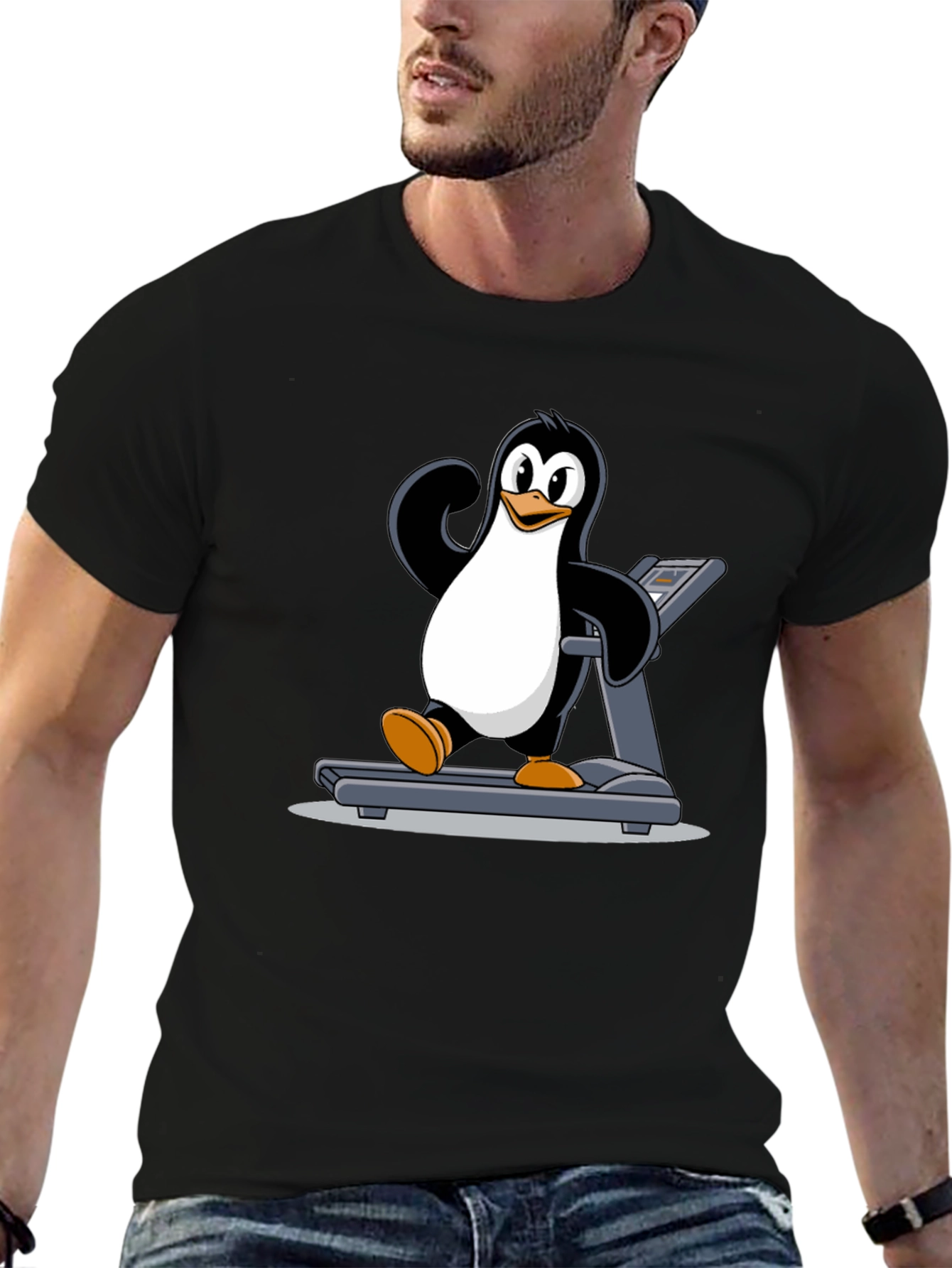 Penguin Treadmill T-Shirt: Workout Fun!