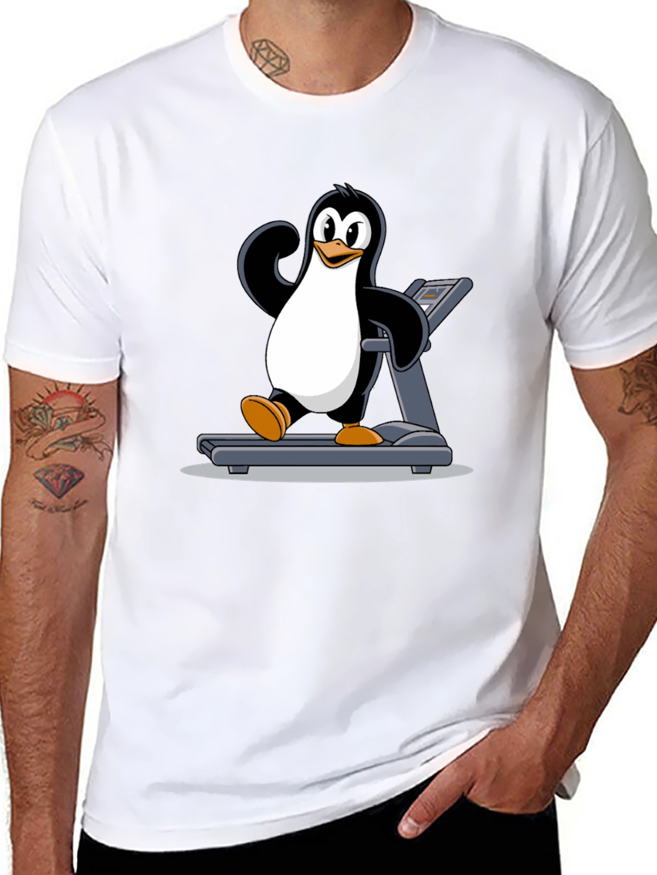 Penguin Treadmill T-Shirt: Workout Fun!