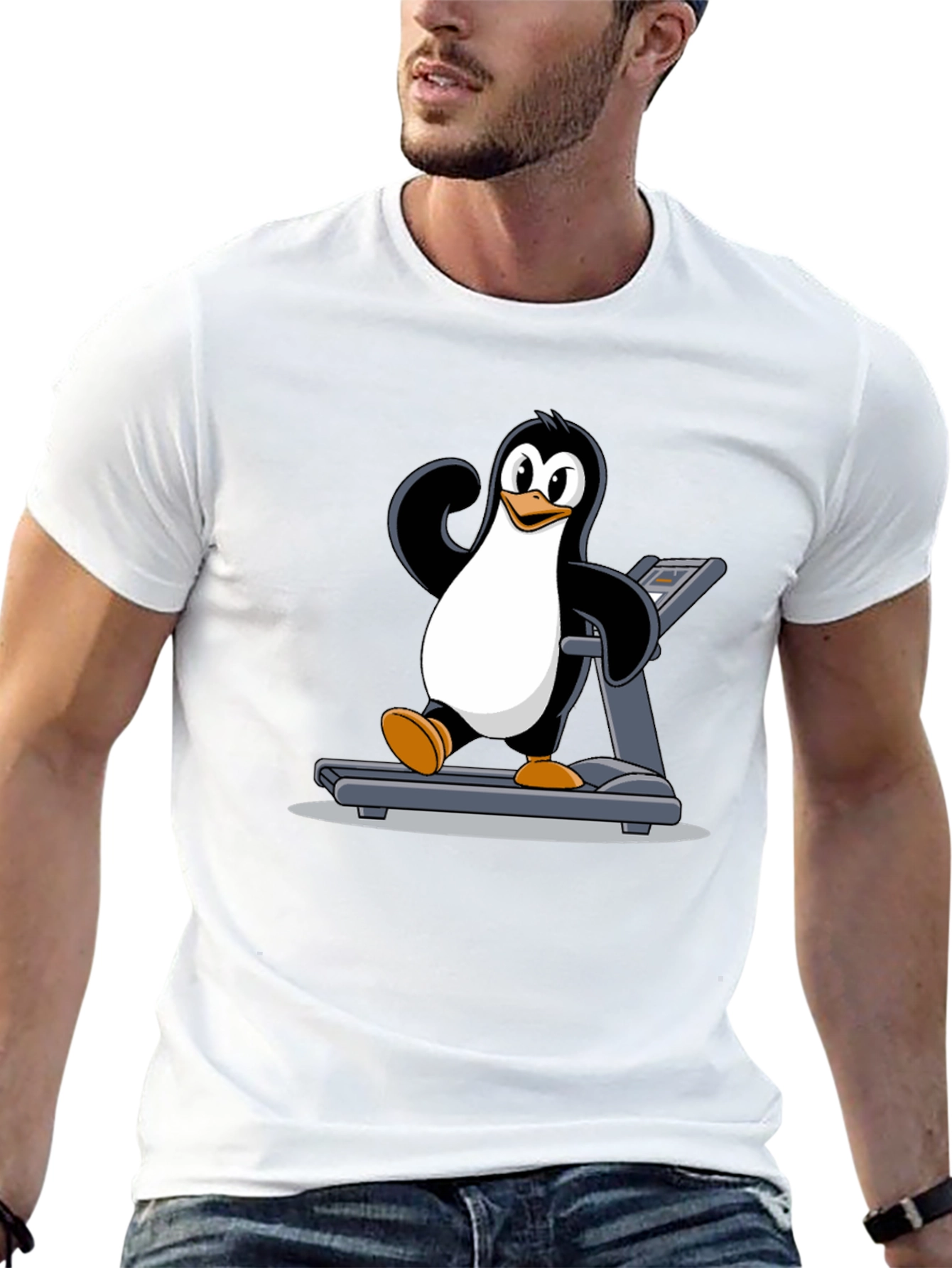 Penguin Treadmill T-Shirt: Workout Fun!