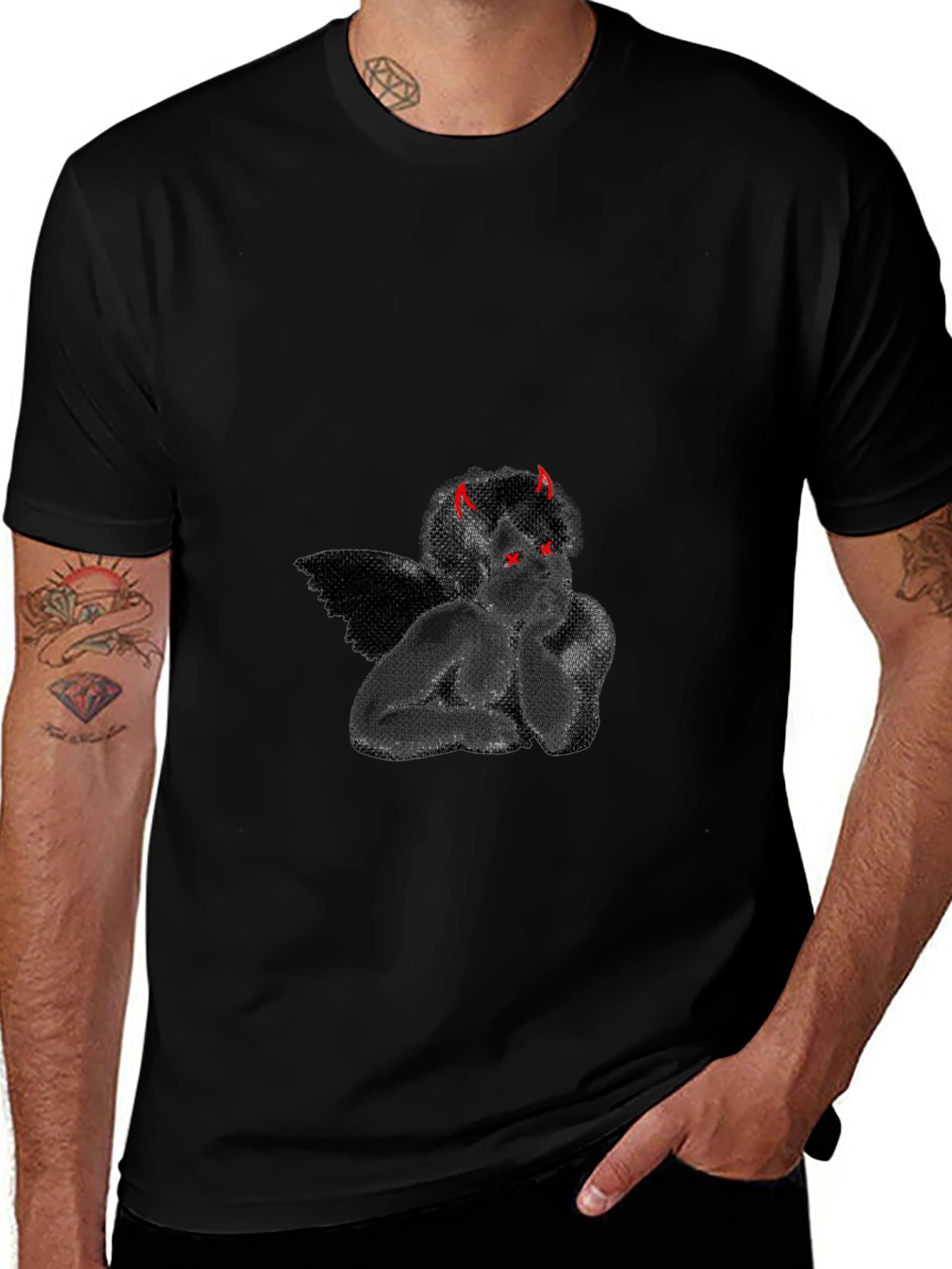 Devil Angel Graphic Tee - Edgy Dark Style