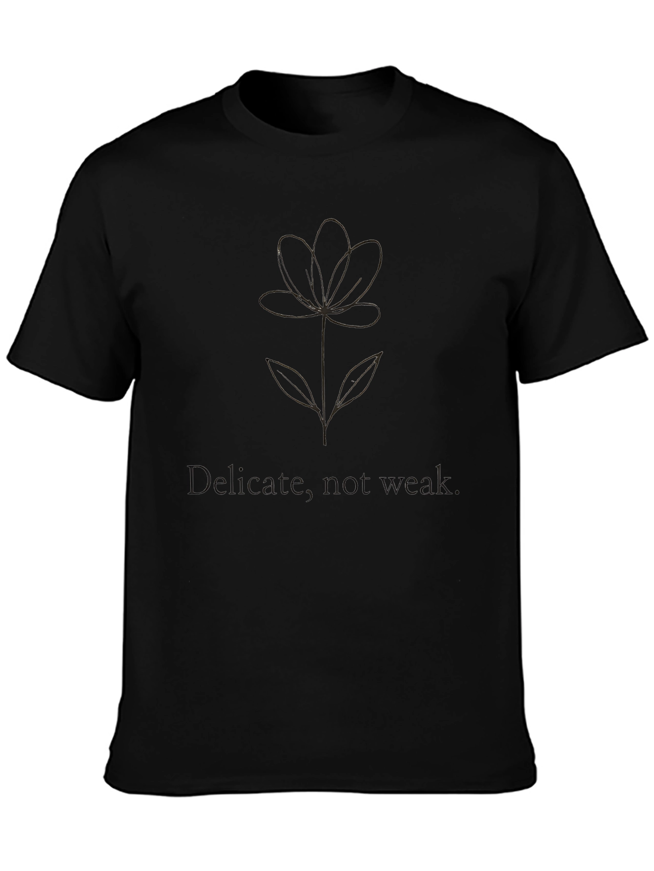 Delicate Flower Graphic Tee - Black