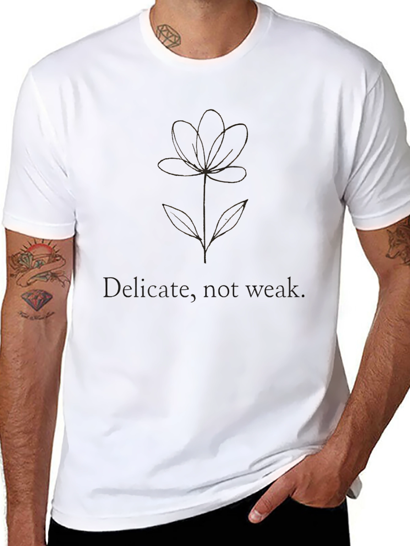 Delicate Flower Graphic Tee - Black