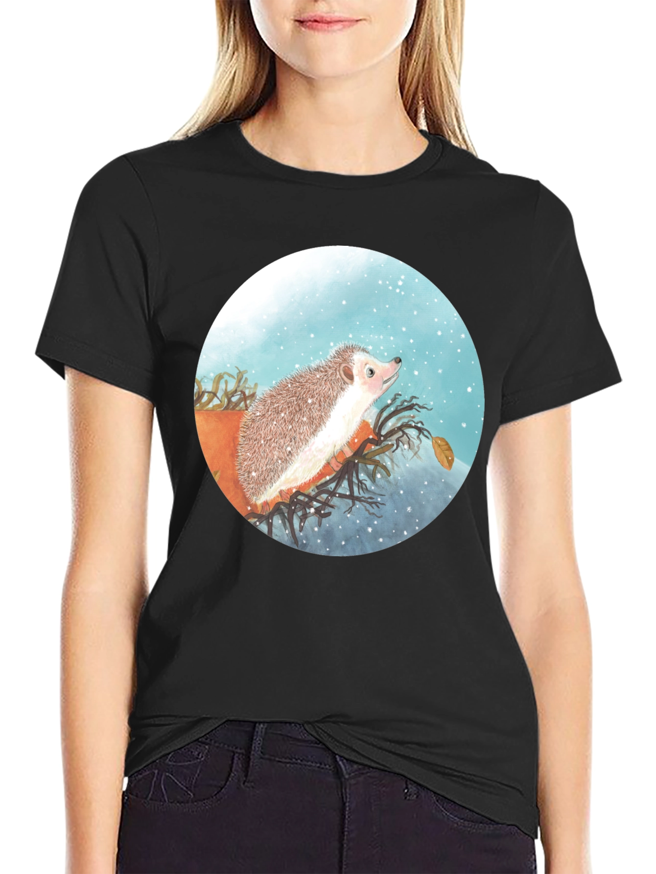 Hedgehog Graphic Print T-Shirt