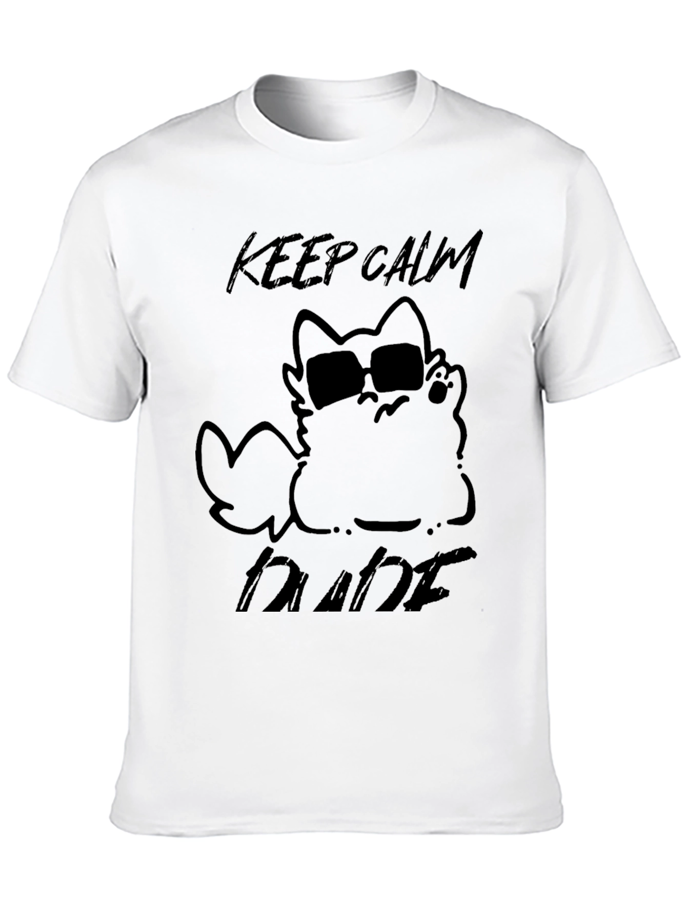 Keep Calm Dude Cat T-Shirt - Black