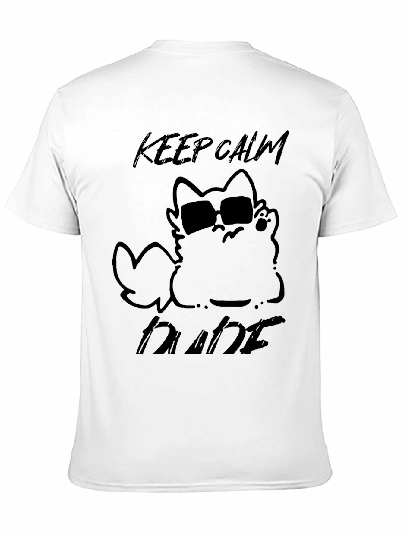 Keep Calm Dude Cat T-Shirt - Black