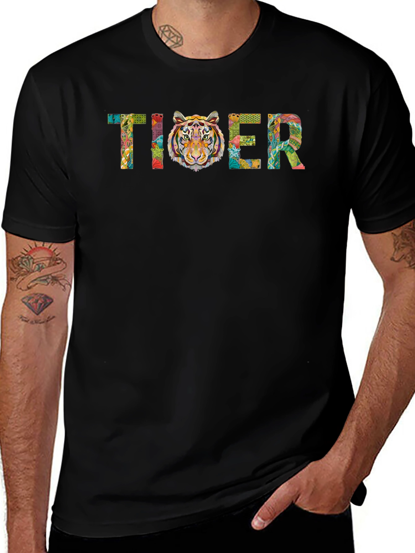Tiger Graphic Print Crewneck T-Shirt