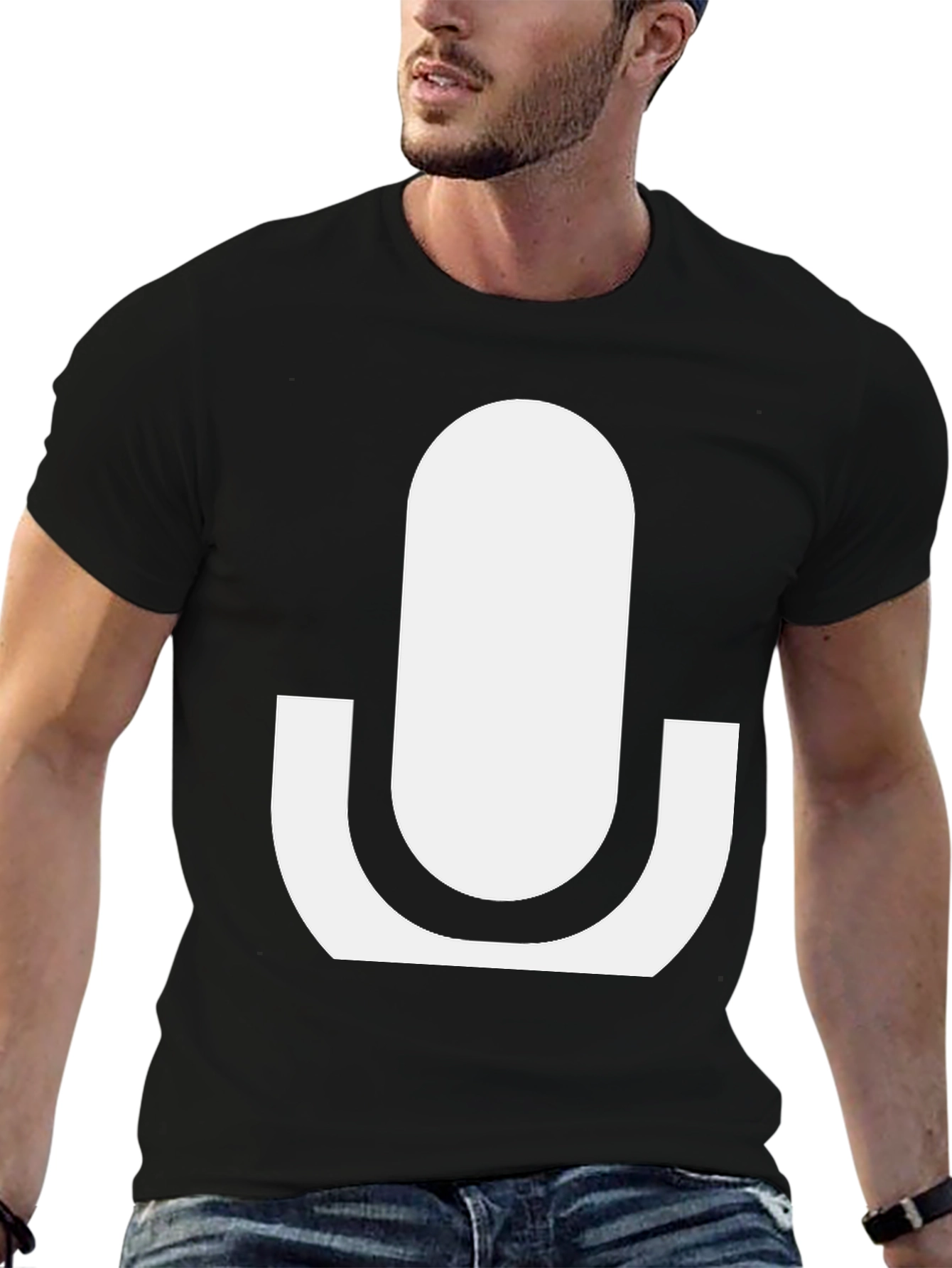 Minimalist Microphone Graphic Tee - Black