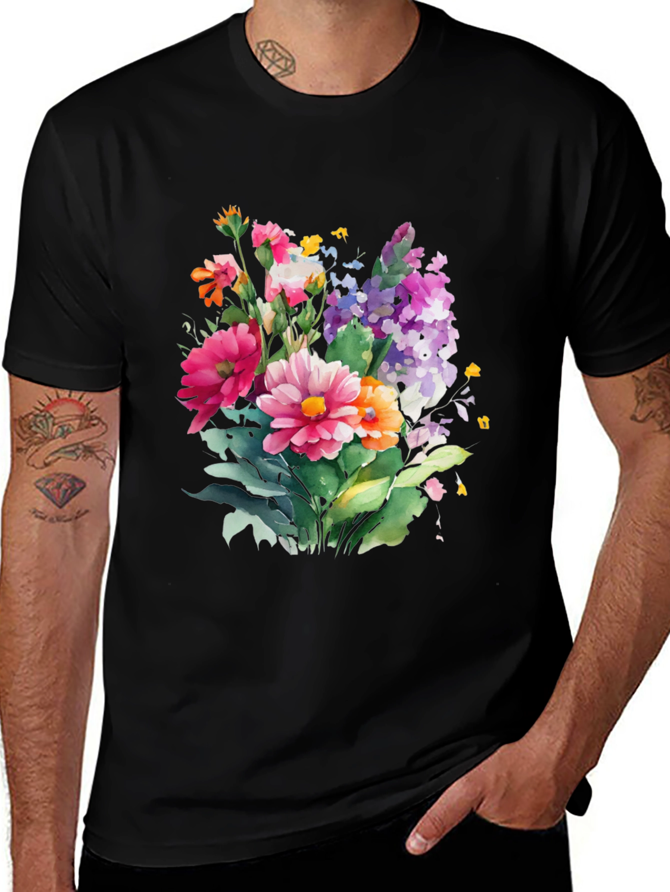 Floral Bouquet Graphic Tee - Stylish Comfort