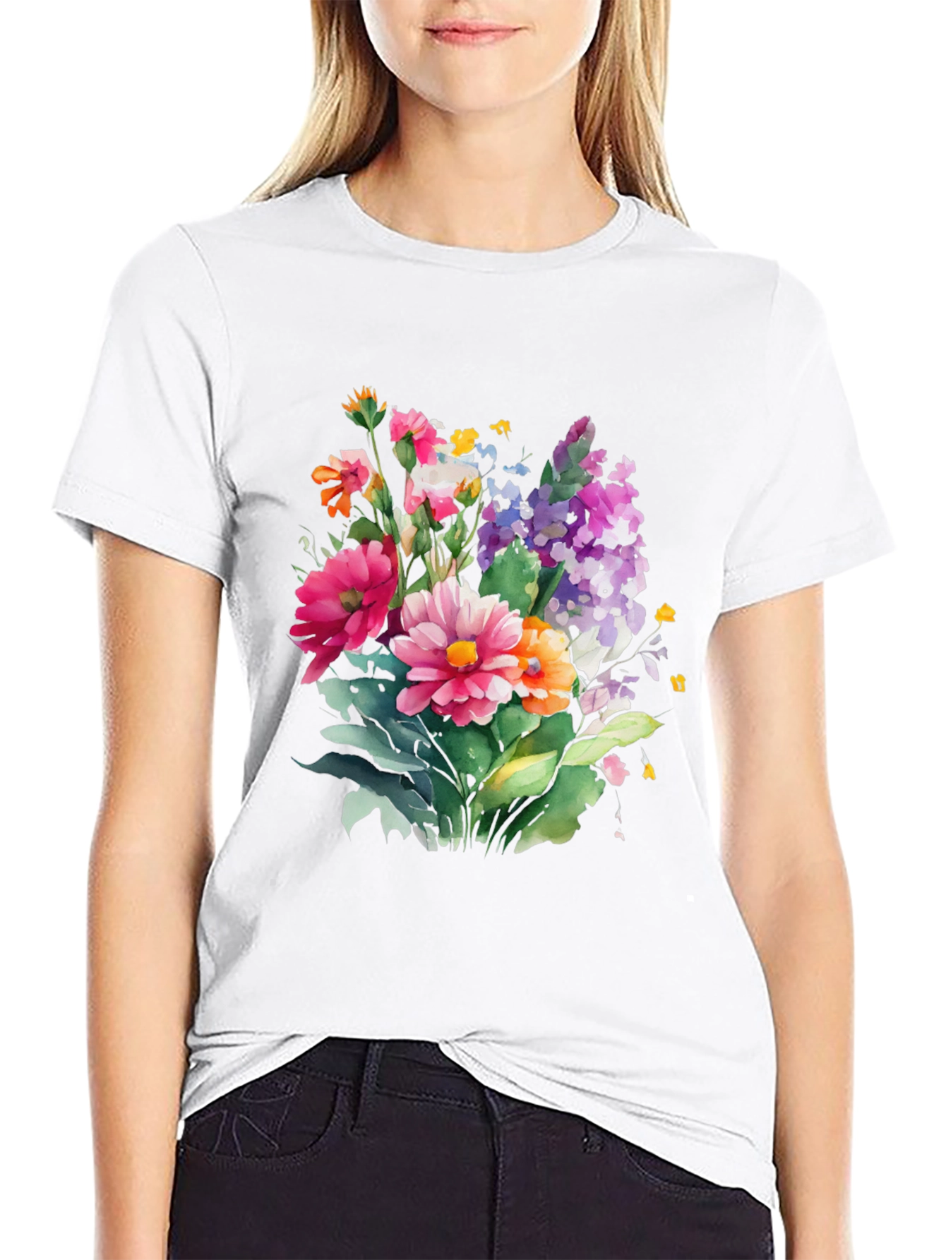 Floral Bouquet Graphic Tee - Stylish Comfort