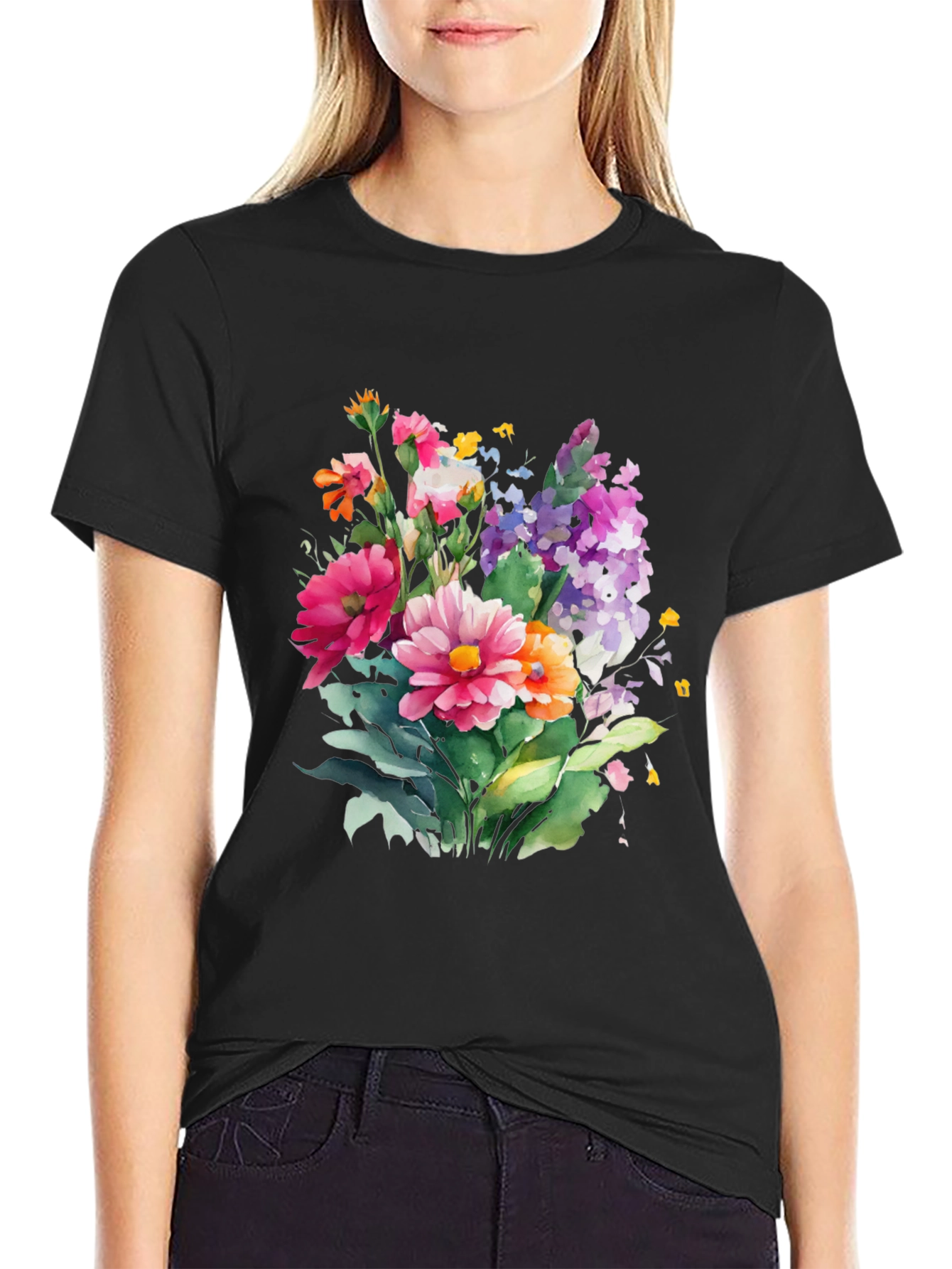 Floral Bouquet Graphic Tee - Stylish Comfort