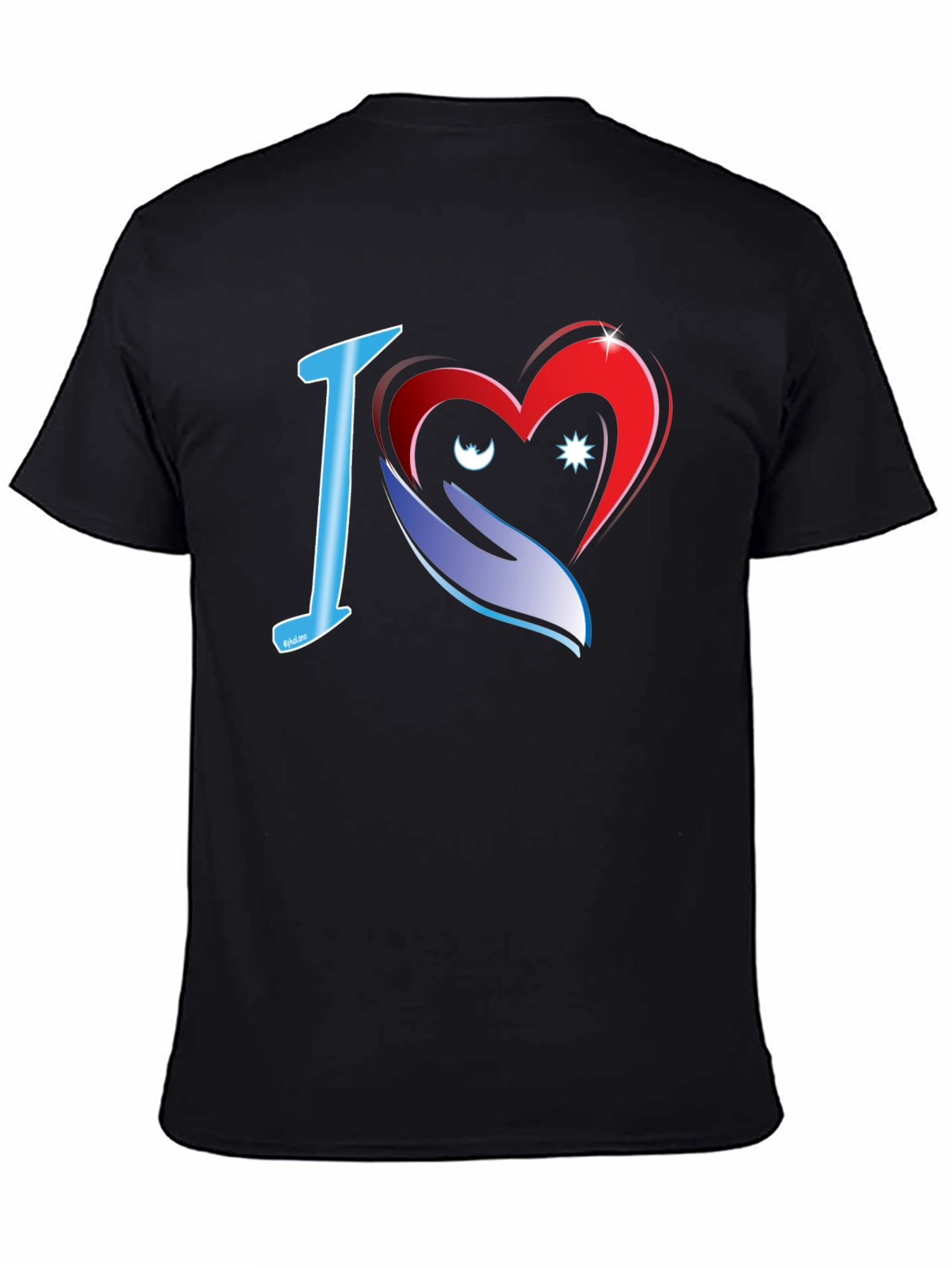 I Love Heart Graphic Black T-Shirt