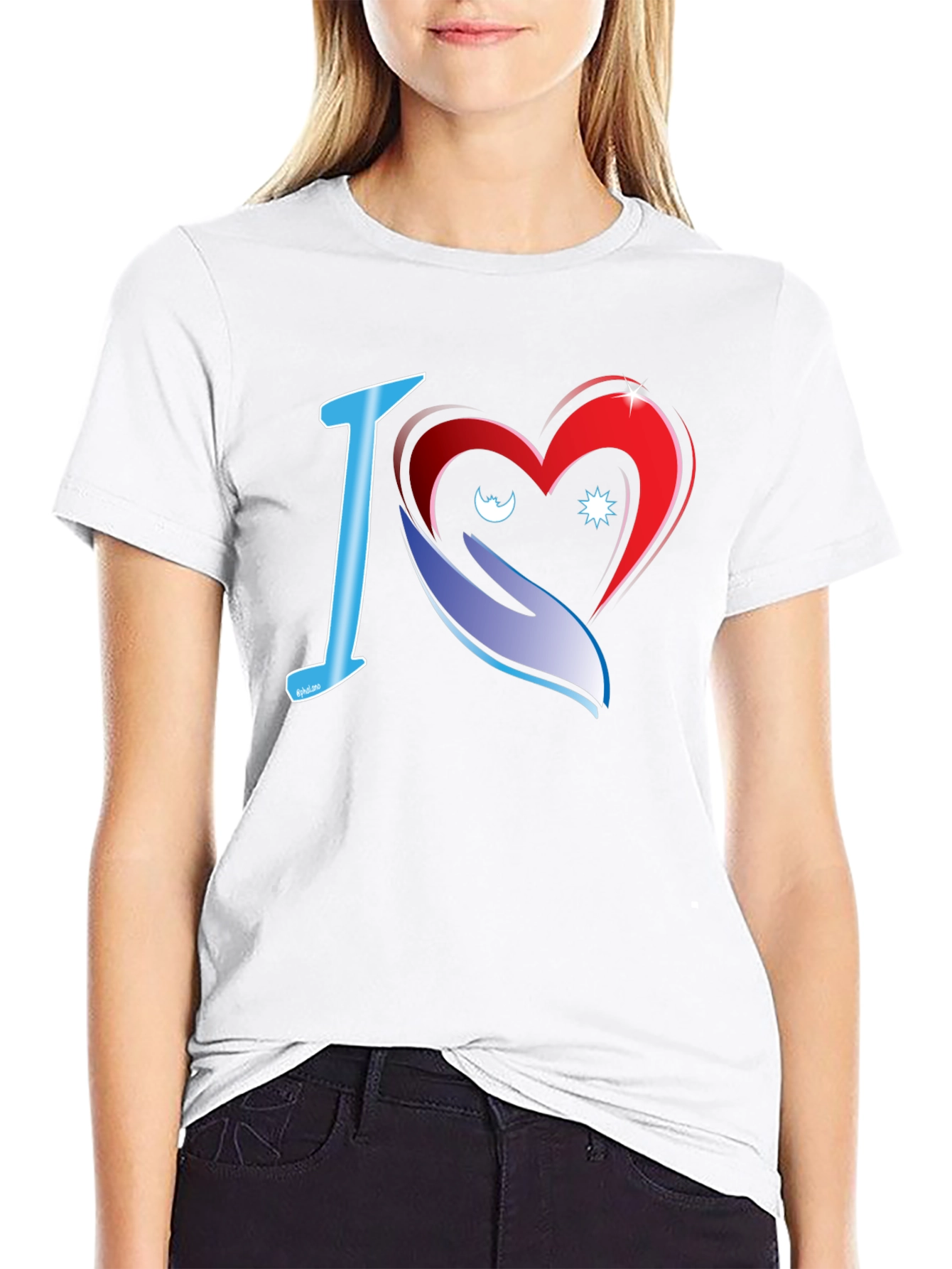 I Love Heart Graphic Black T-Shirt