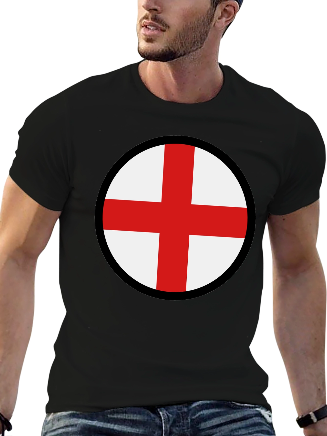 England Flag Graphic Tee - Black Cotton Blend