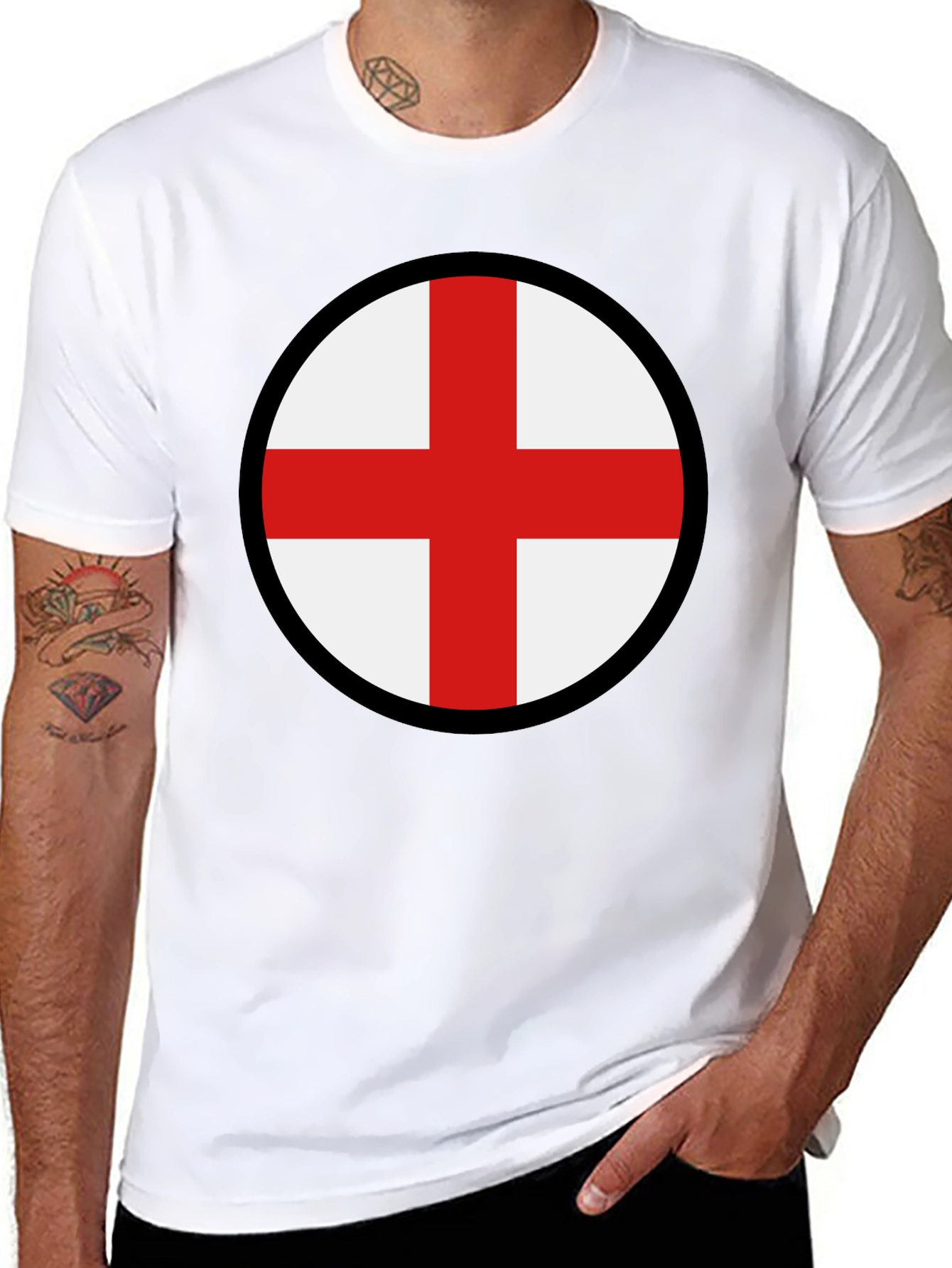 England Flag Graphic Tee - Black Cotton Blend