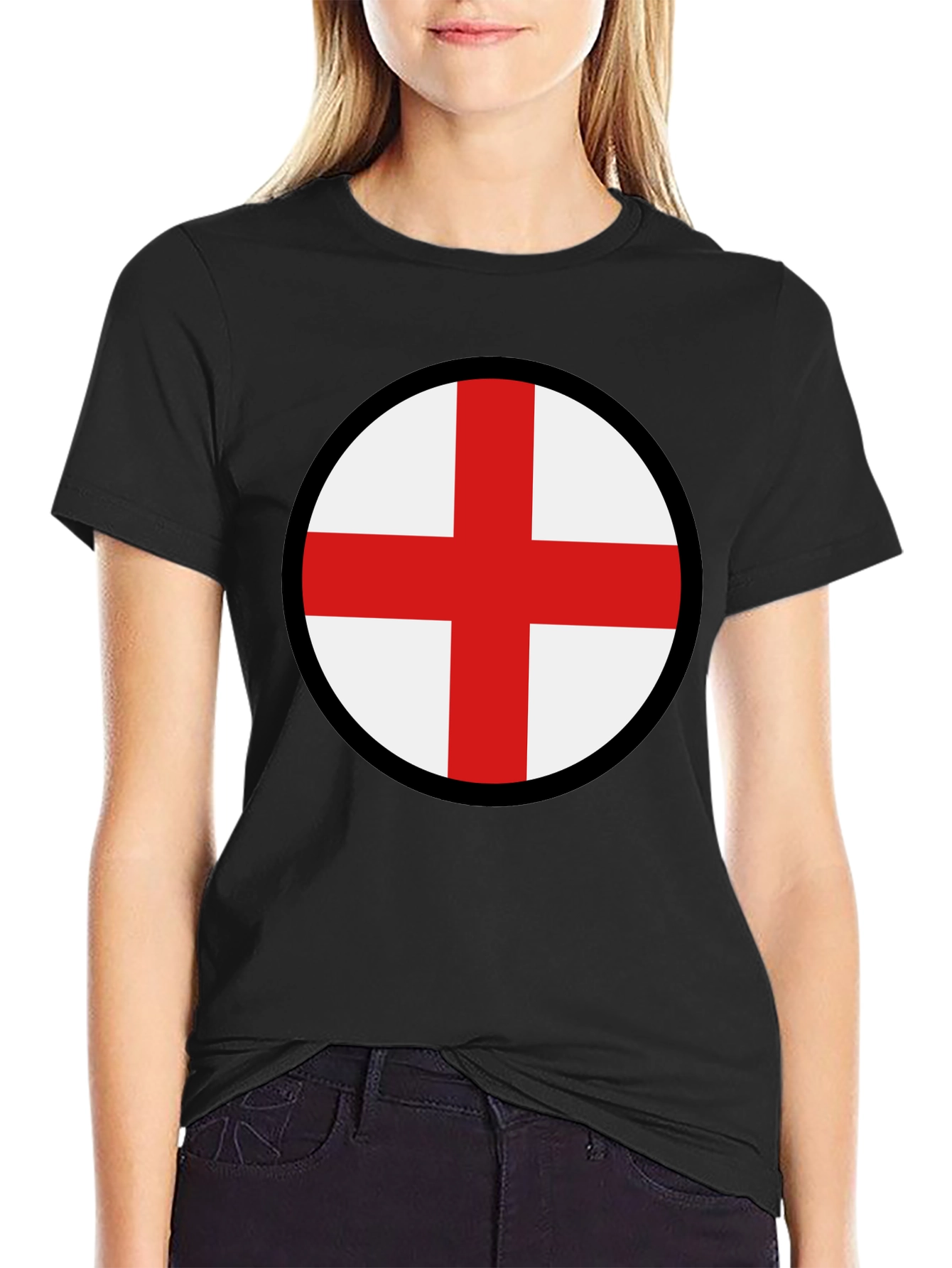 England Flag Graphic Tee - Black Cotton Blend