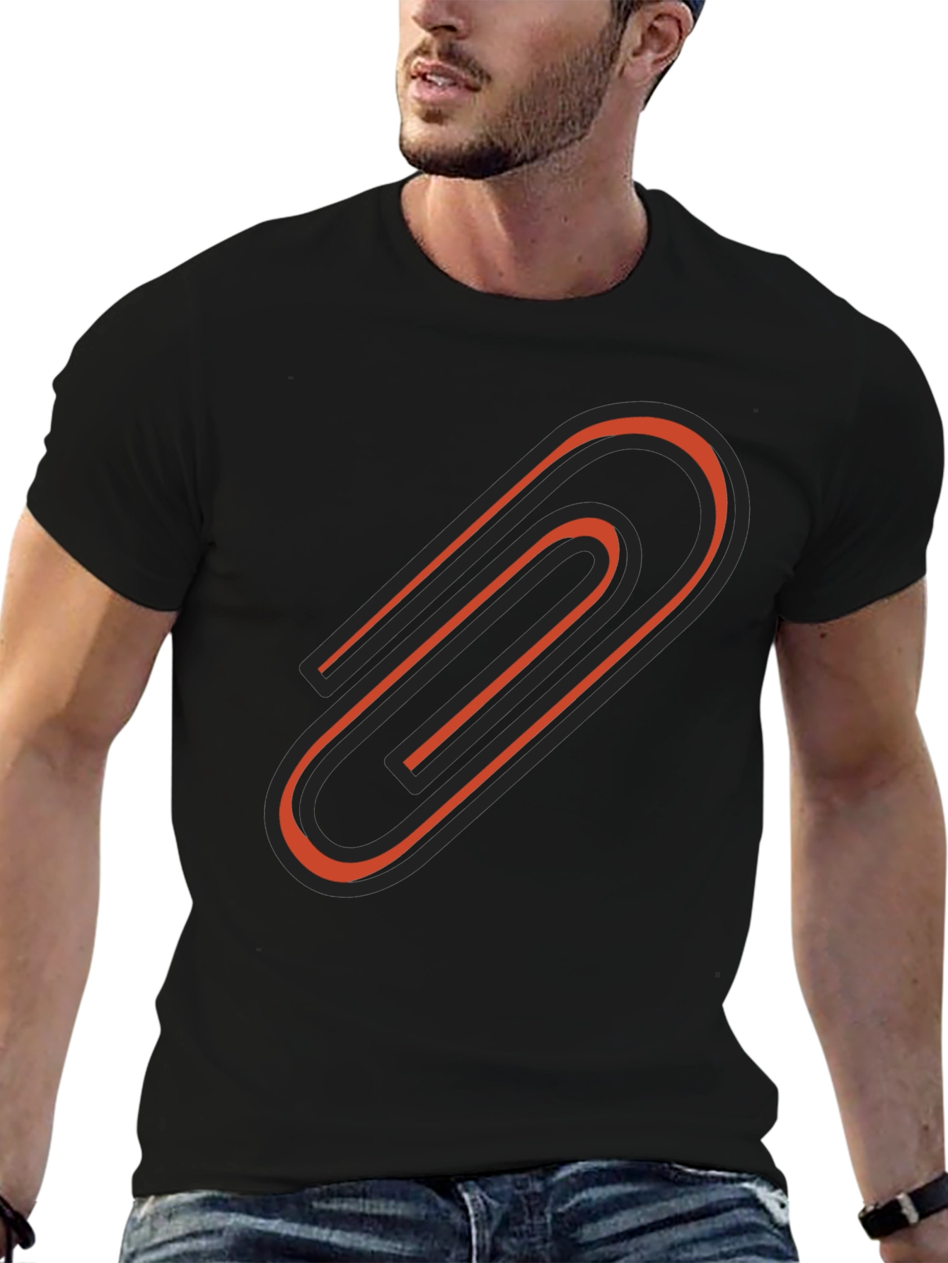 Paperclip Graphic Tee - Modern Black T-Shirt
