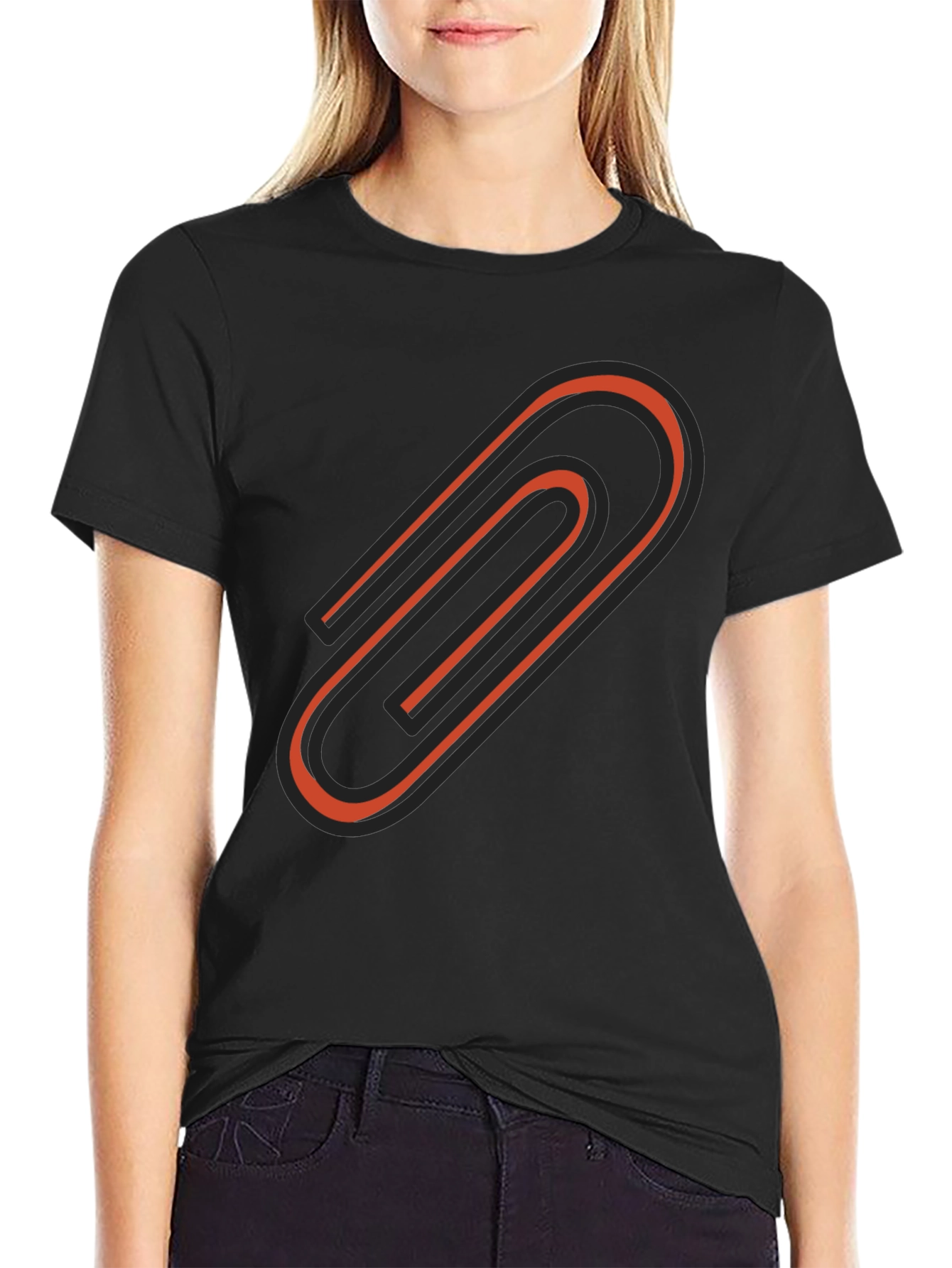 Paperclip Graphic Tee - Modern Black T-Shirt