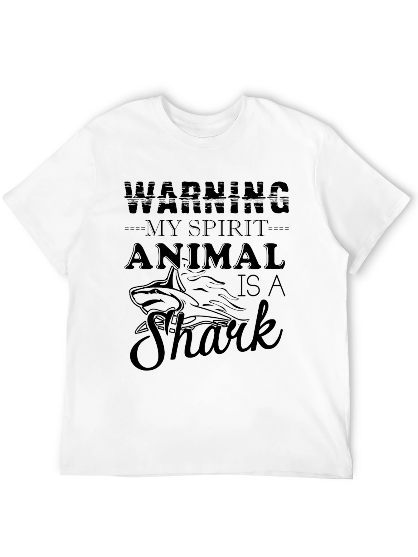 Spirit Animal Shark Graphic Tee - Black Cotton T-Shirt