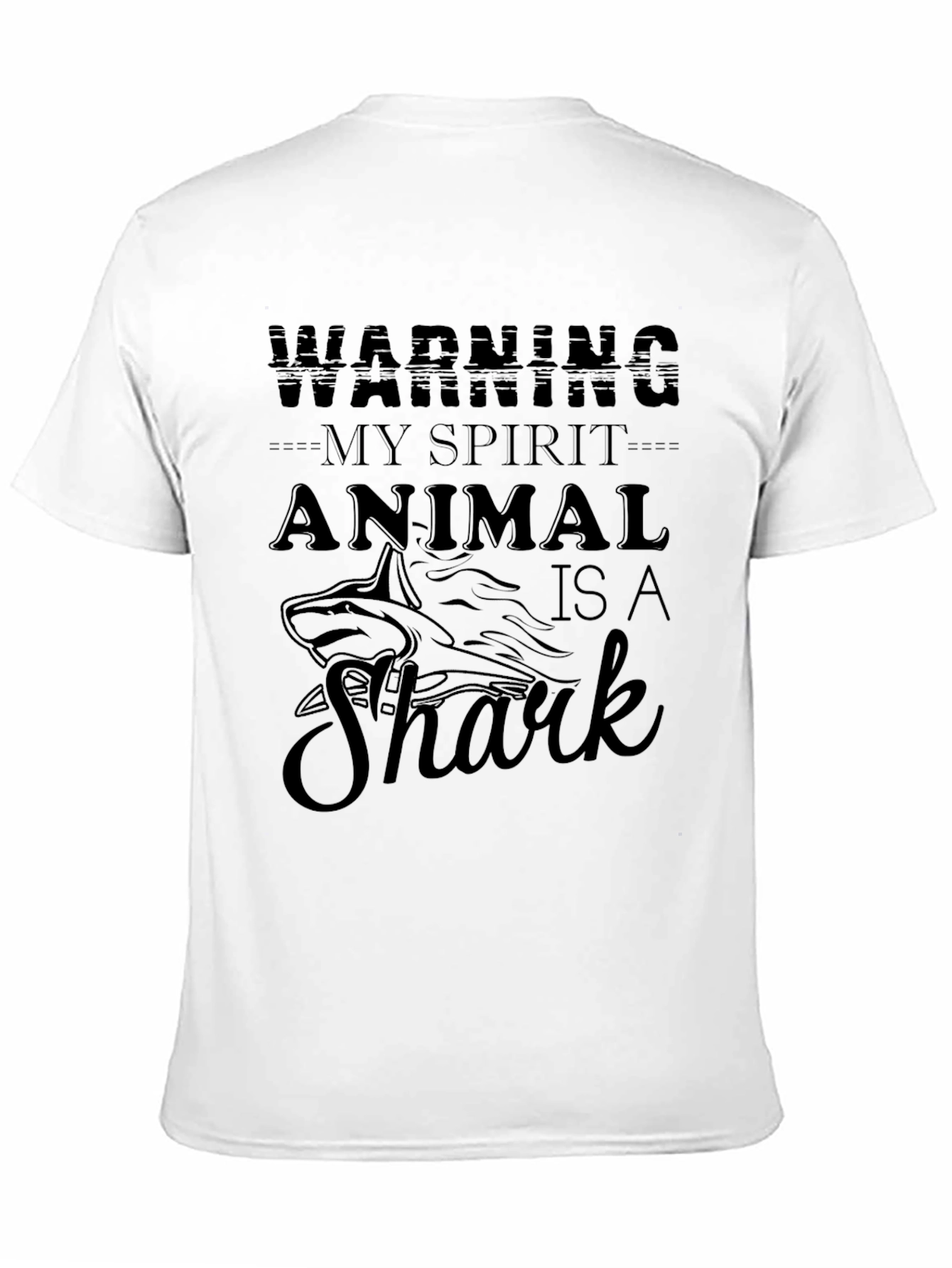 Spirit Animal Shark Graphic Tee - Black Cotton T-Shirt