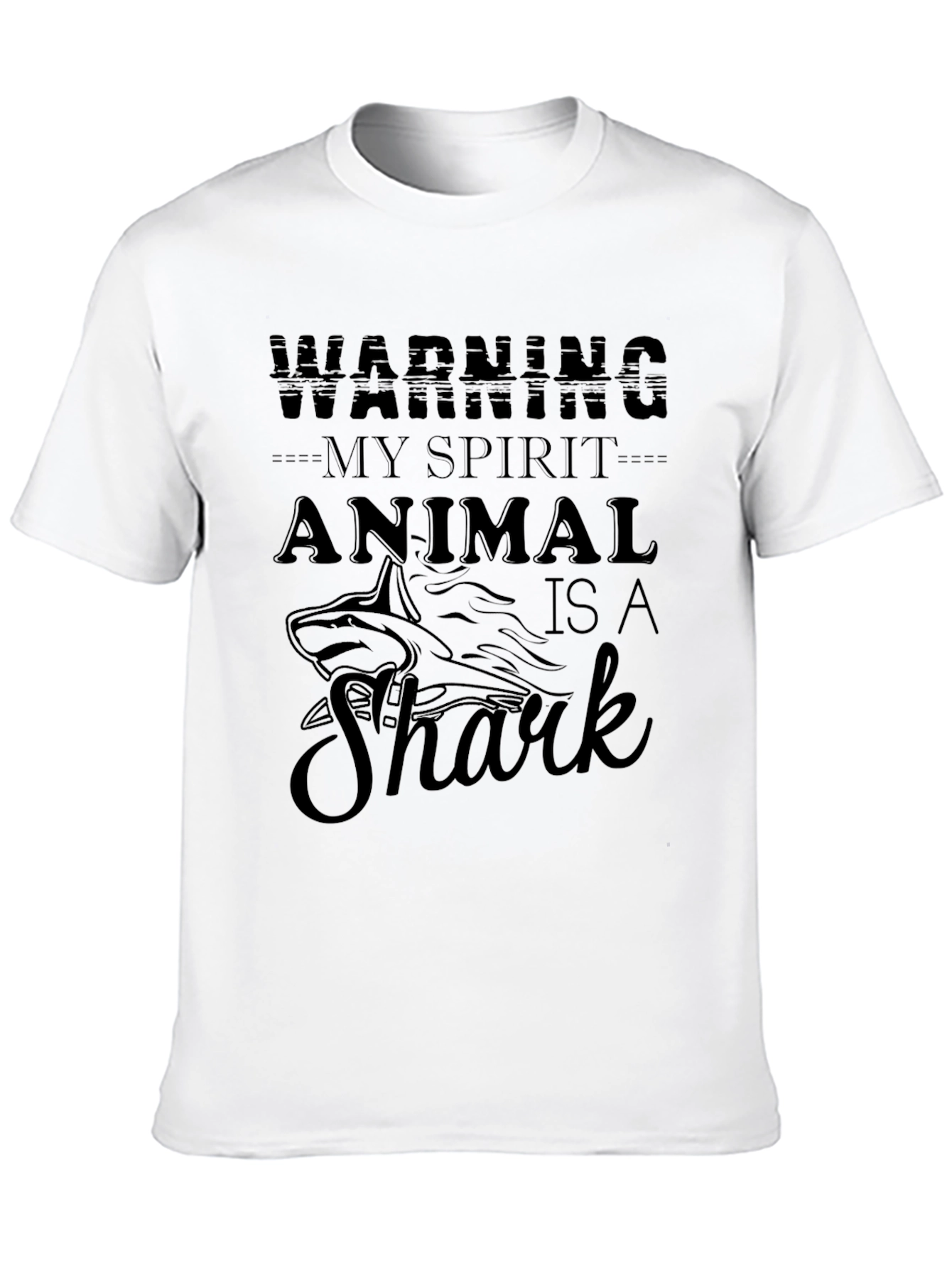 Spirit Animal Shark Graphic Tee - Black Cotton T-Shirt