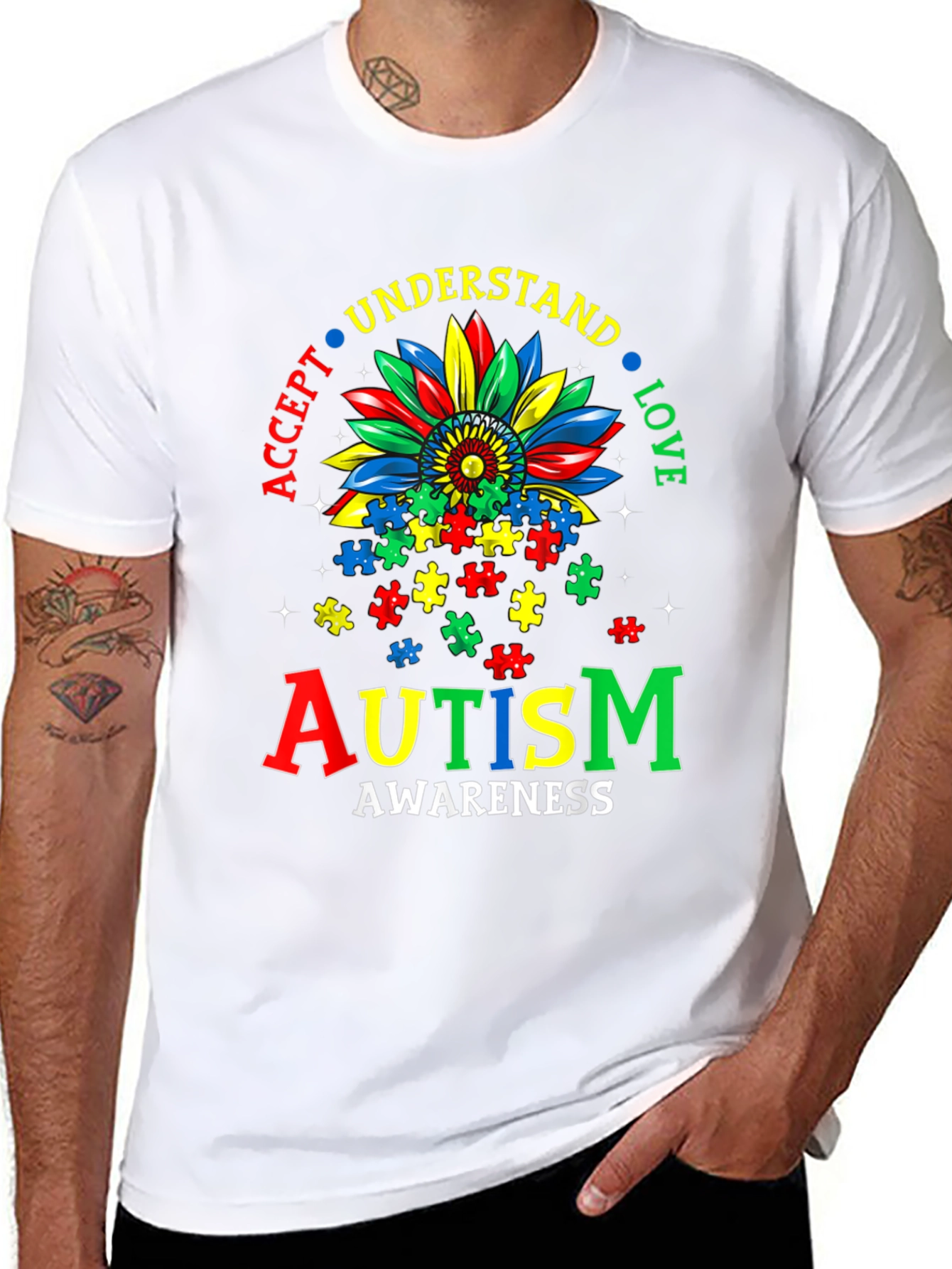 Autism Awareness Sunflower Puzzle Piece T-Shirt