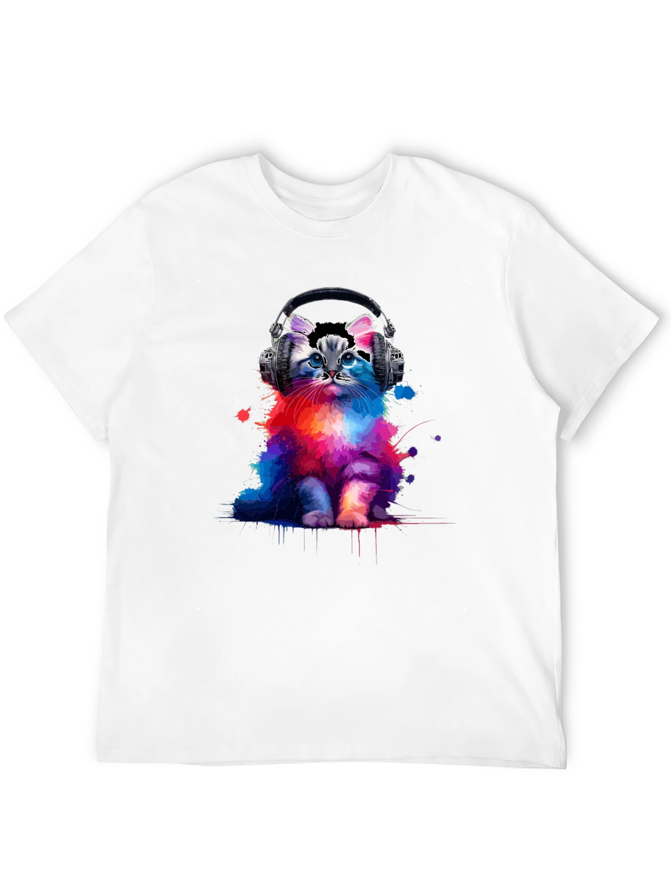 Cool Cat Headphones Graphic T-Shirt