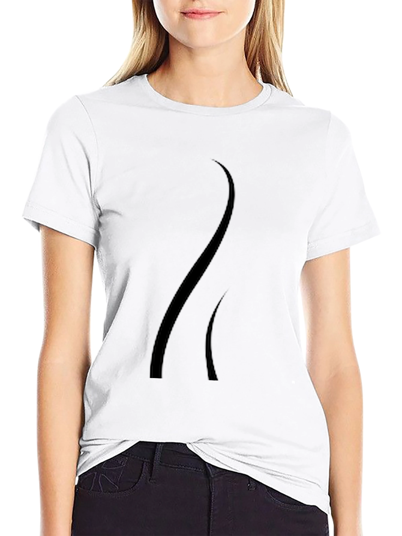Modern Curved Design Black T-Shirt