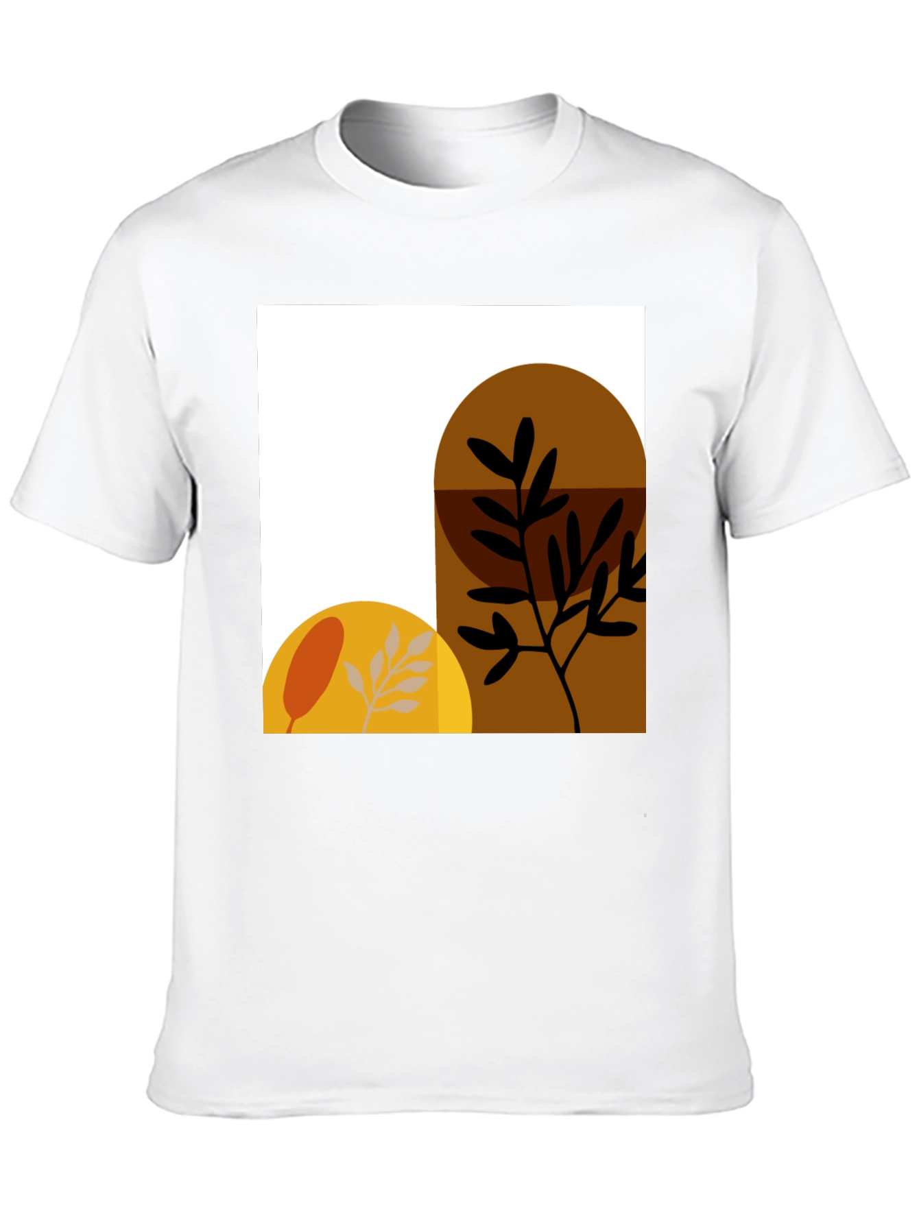 Abstract Botanical Print Black T-Shirt