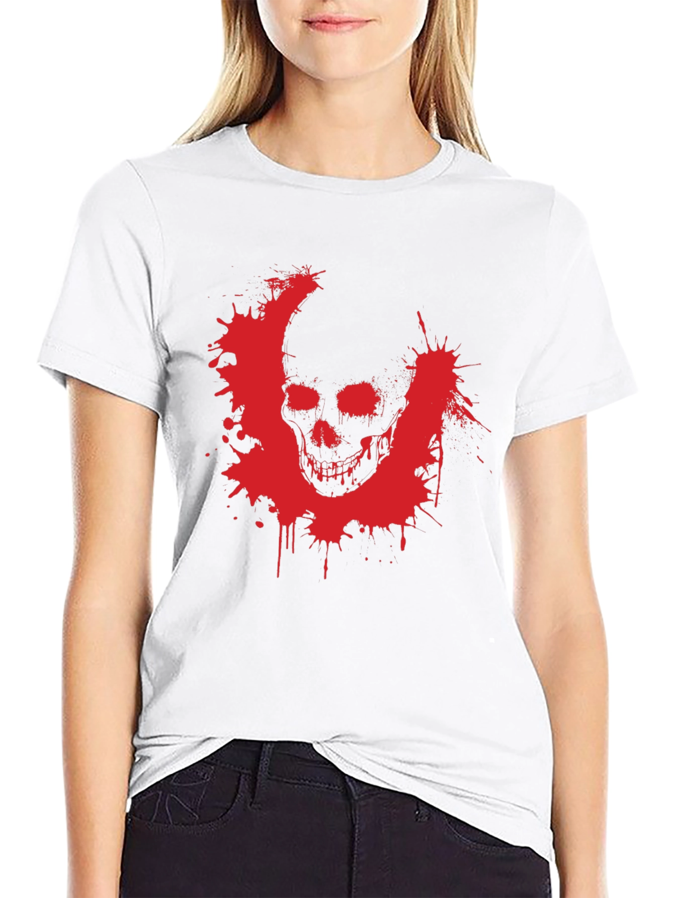 Edgy Skull Graphic Tee - Black Cotton