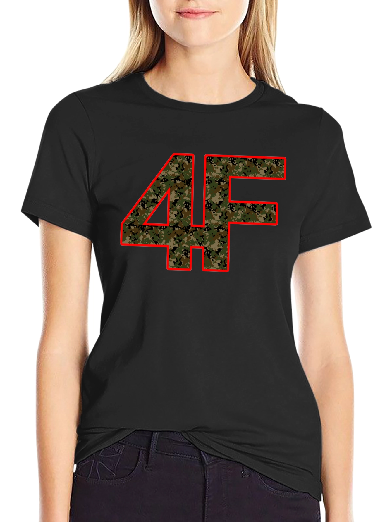 Camo 4F Graphic Print Black T-Shirt