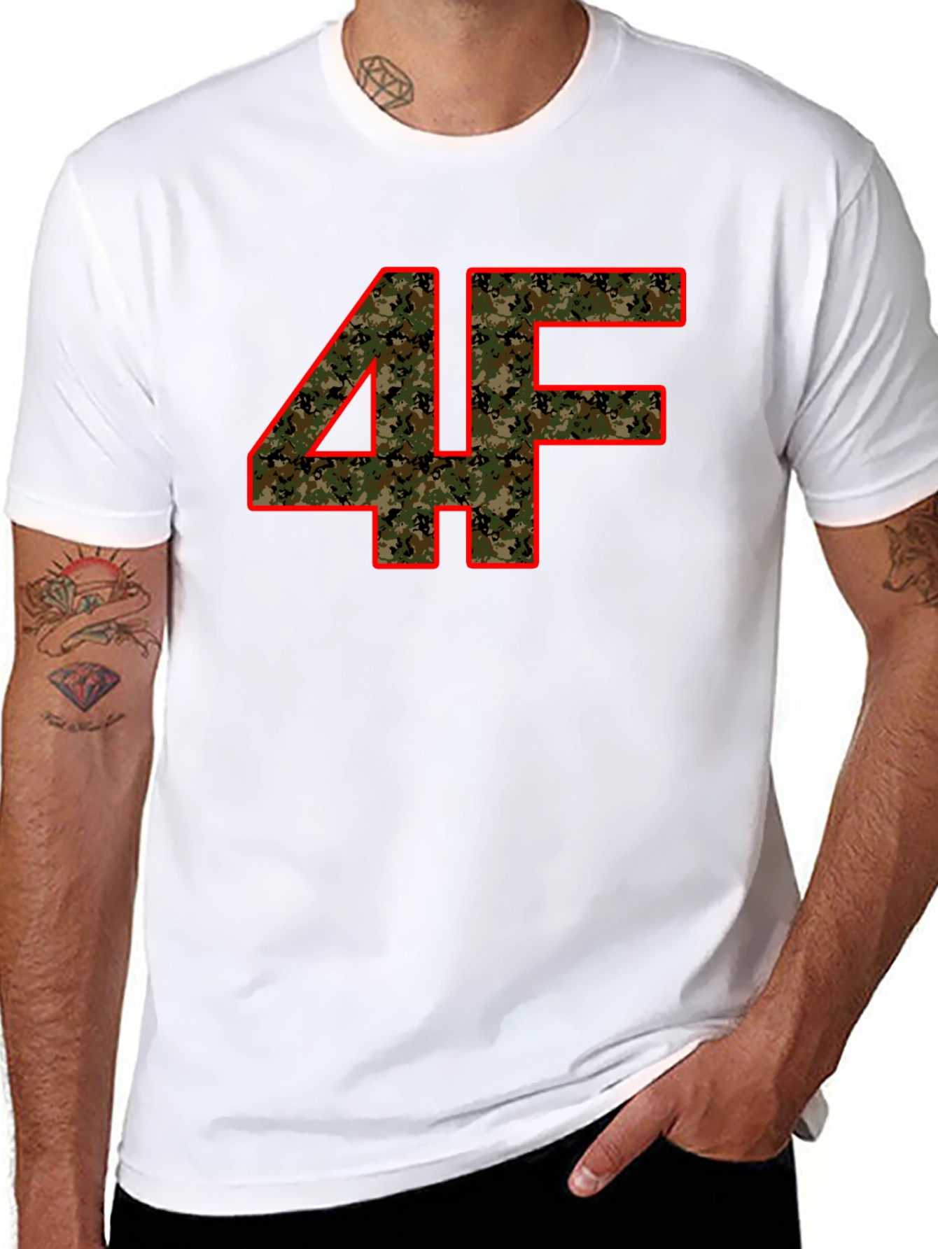 Camo 4F Graphic Print Black T-Shirt