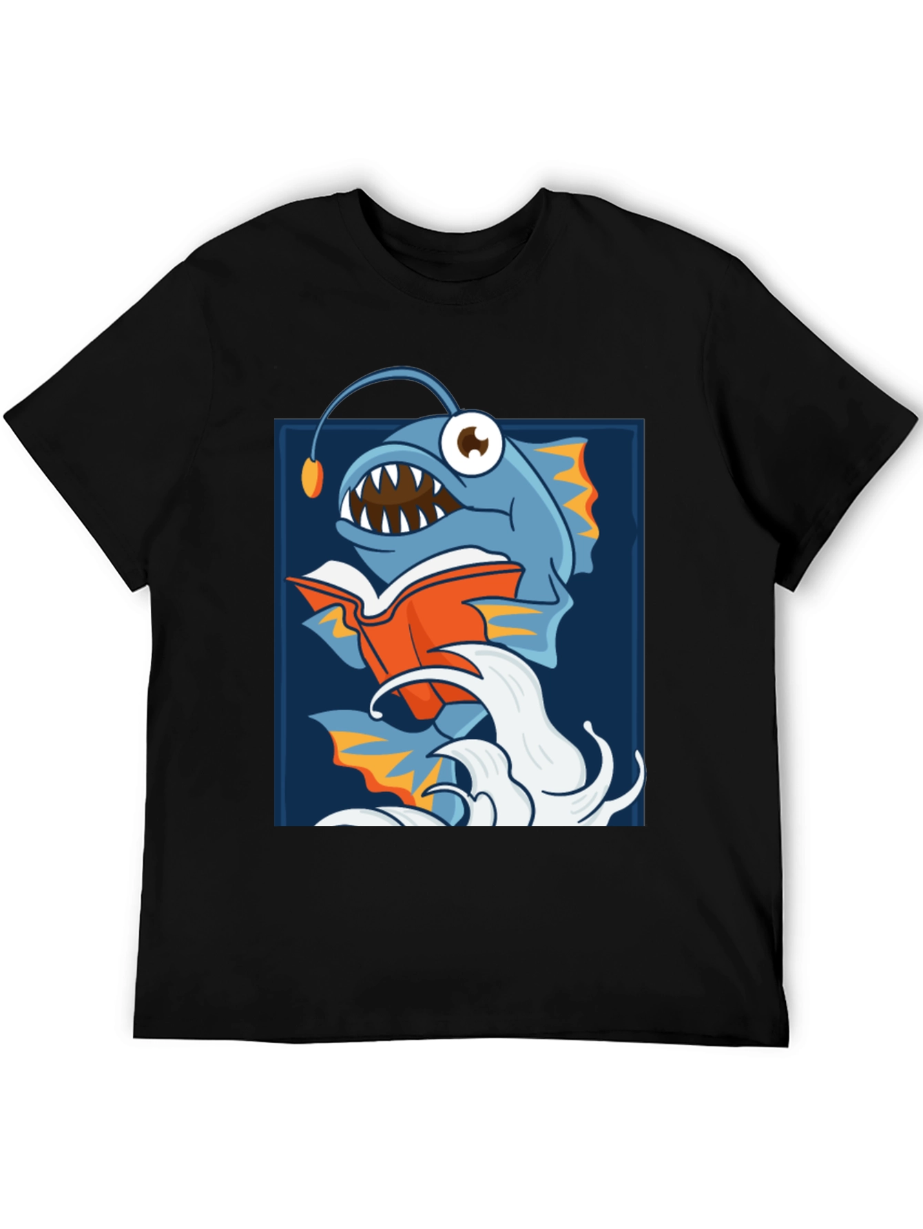 Anglerfish Reading Book Graphic T-Shirt