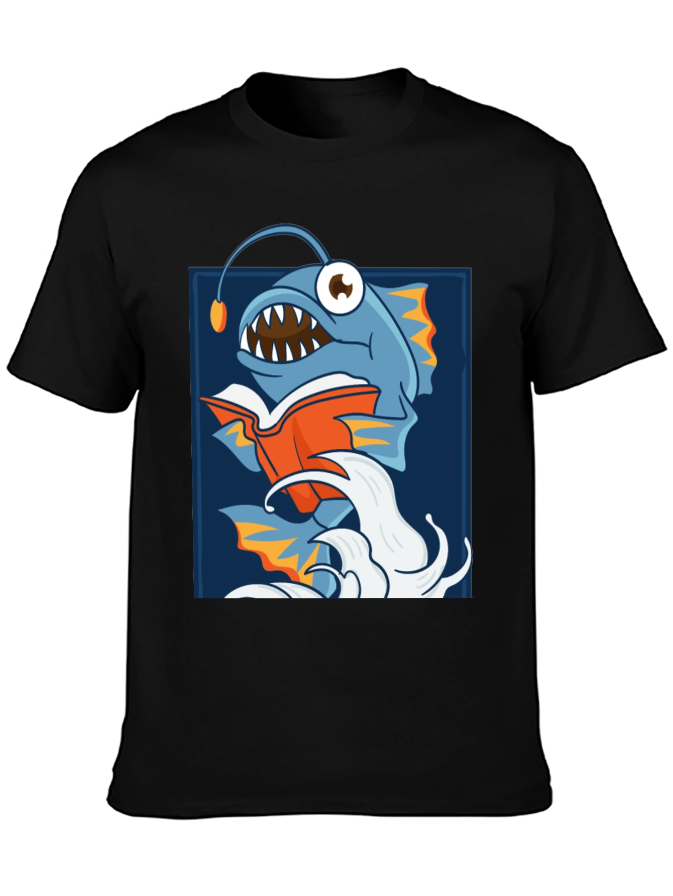 Anglerfish Reading Book Graphic T-Shirt